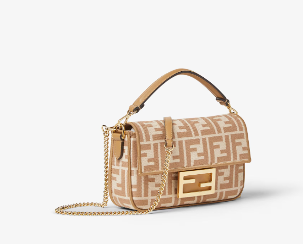 Fendi Baguette Mini Cappuccino FF jacquard fabric bag