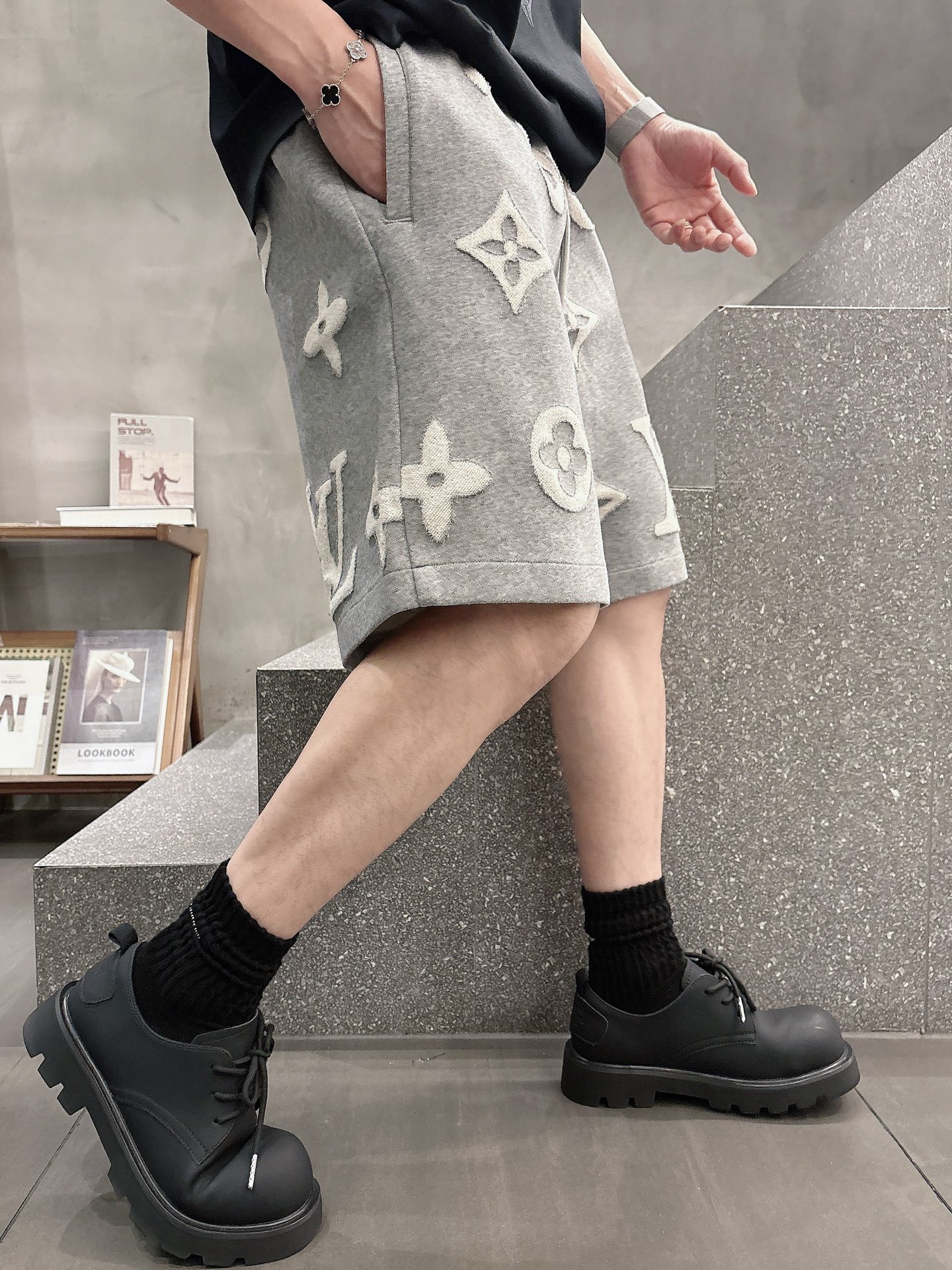 LV Textured Cotton Knit Shorts