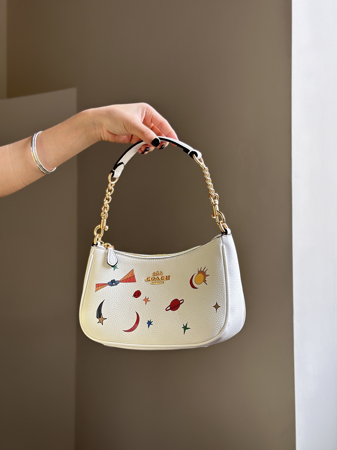 Coach White Starry Sky Shoulder Bag