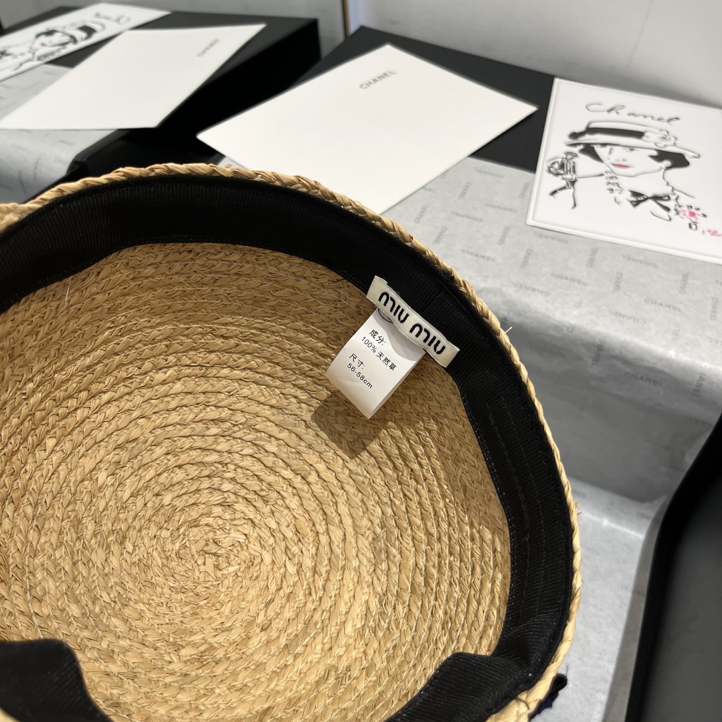 Miu Miu Raffia Straw Riding Hat