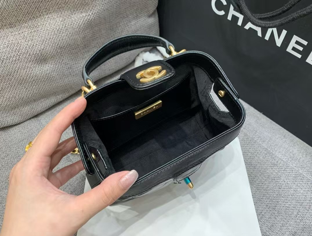 CHANEL Shiny Lambskin Cocodoc Top Handle Bag