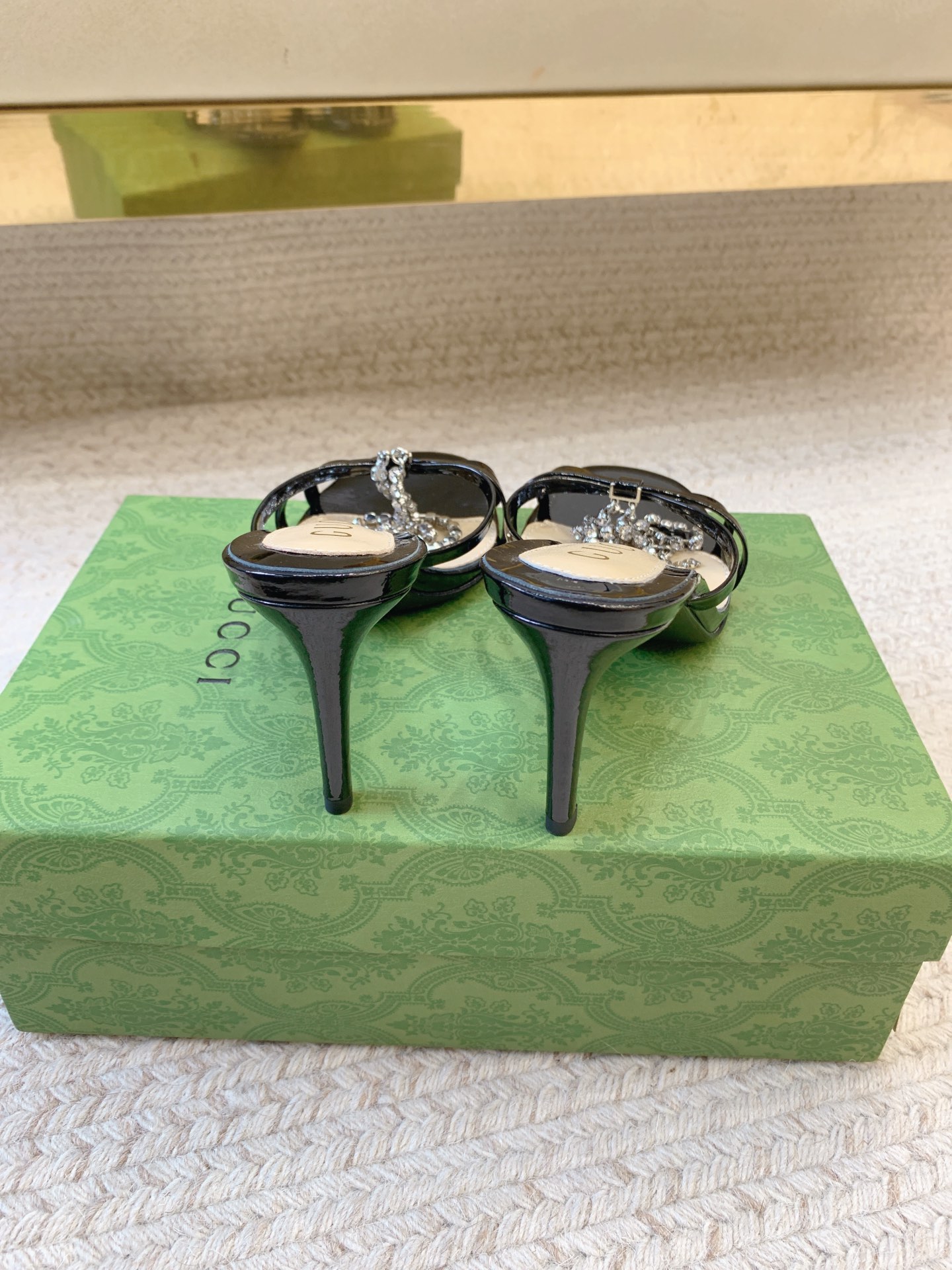 GUCCI Crystal Chain Stiletto Sandals