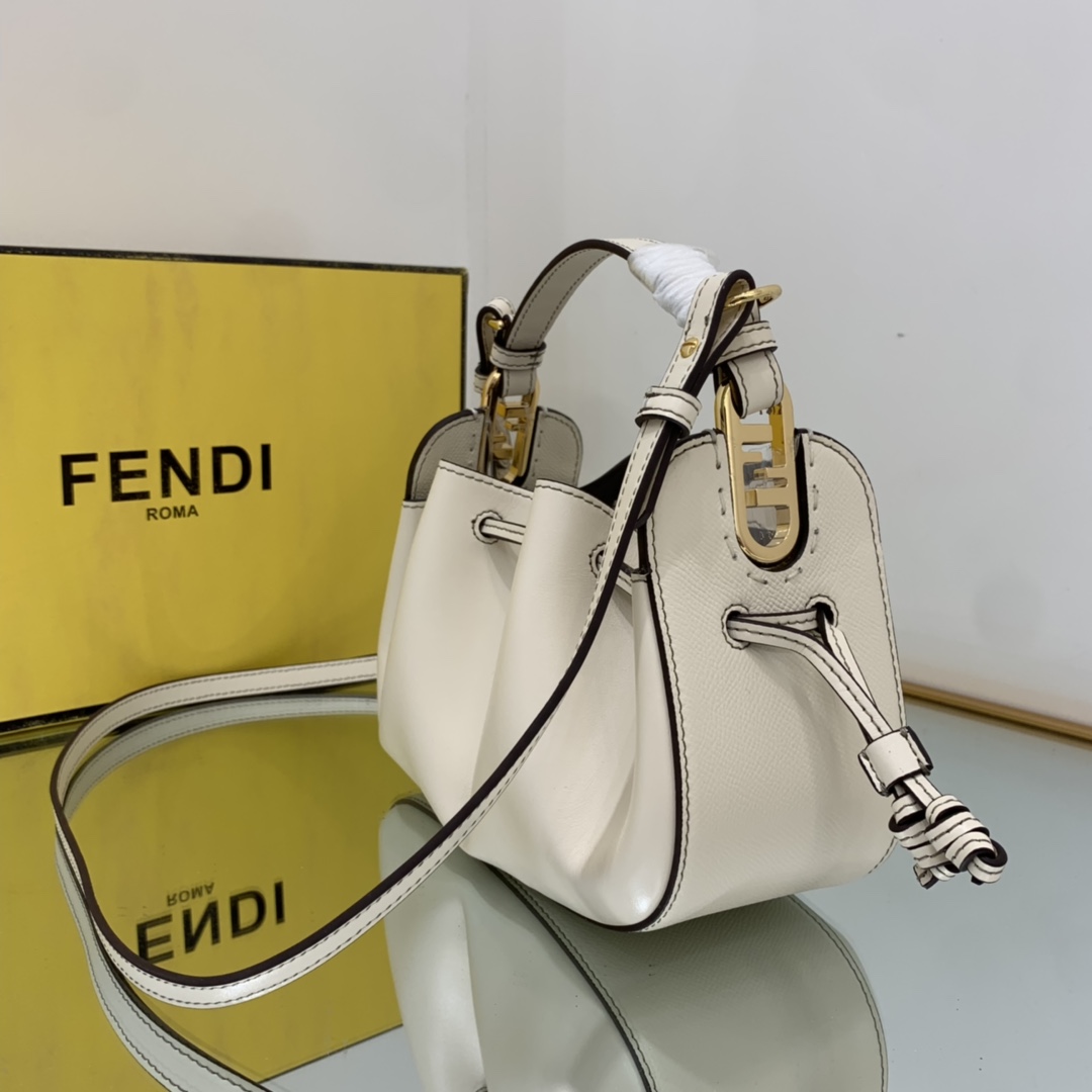 FENDI-White FF Fabric Mini Bag