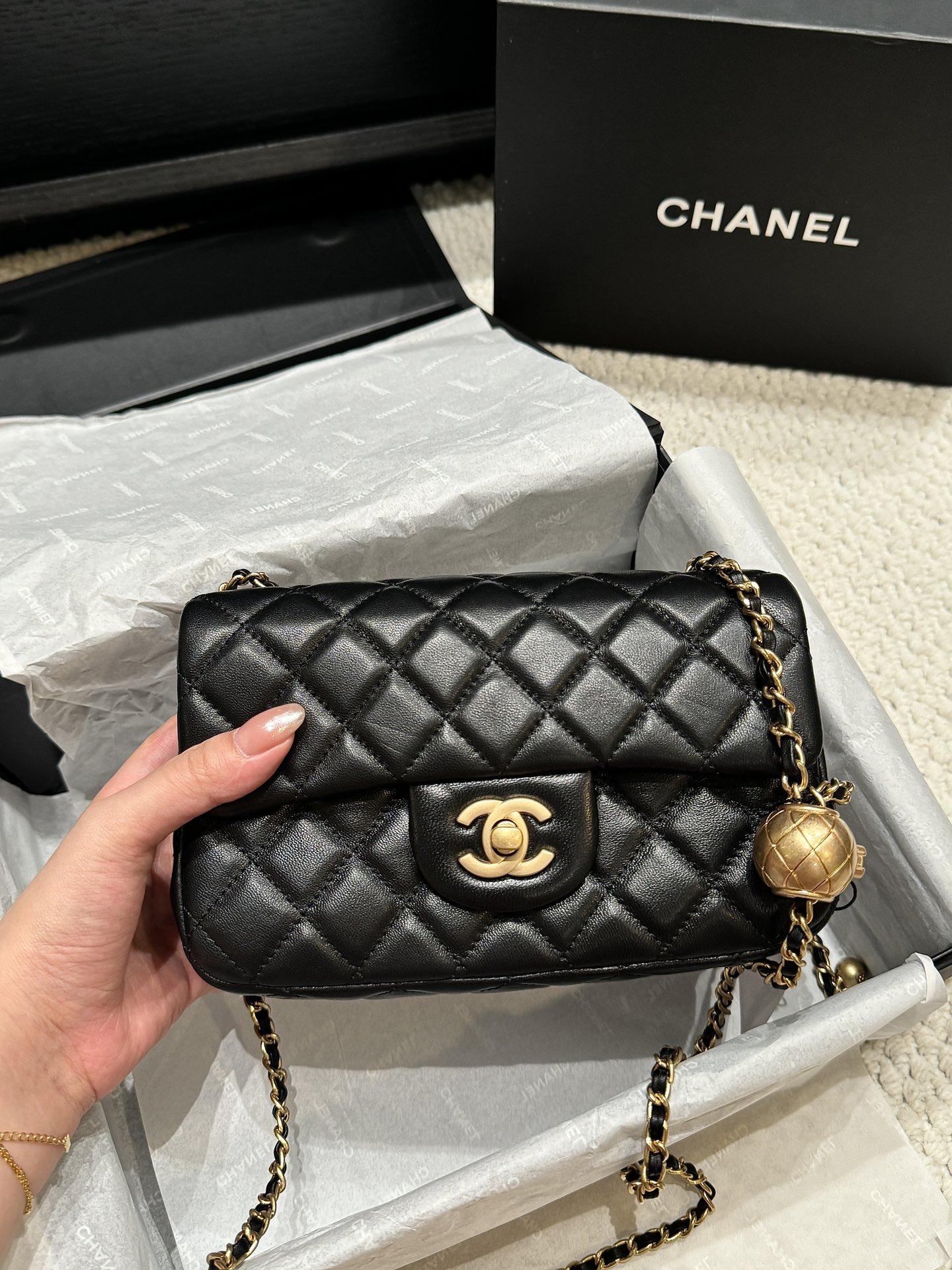 Chanel-CF-gold ball bag