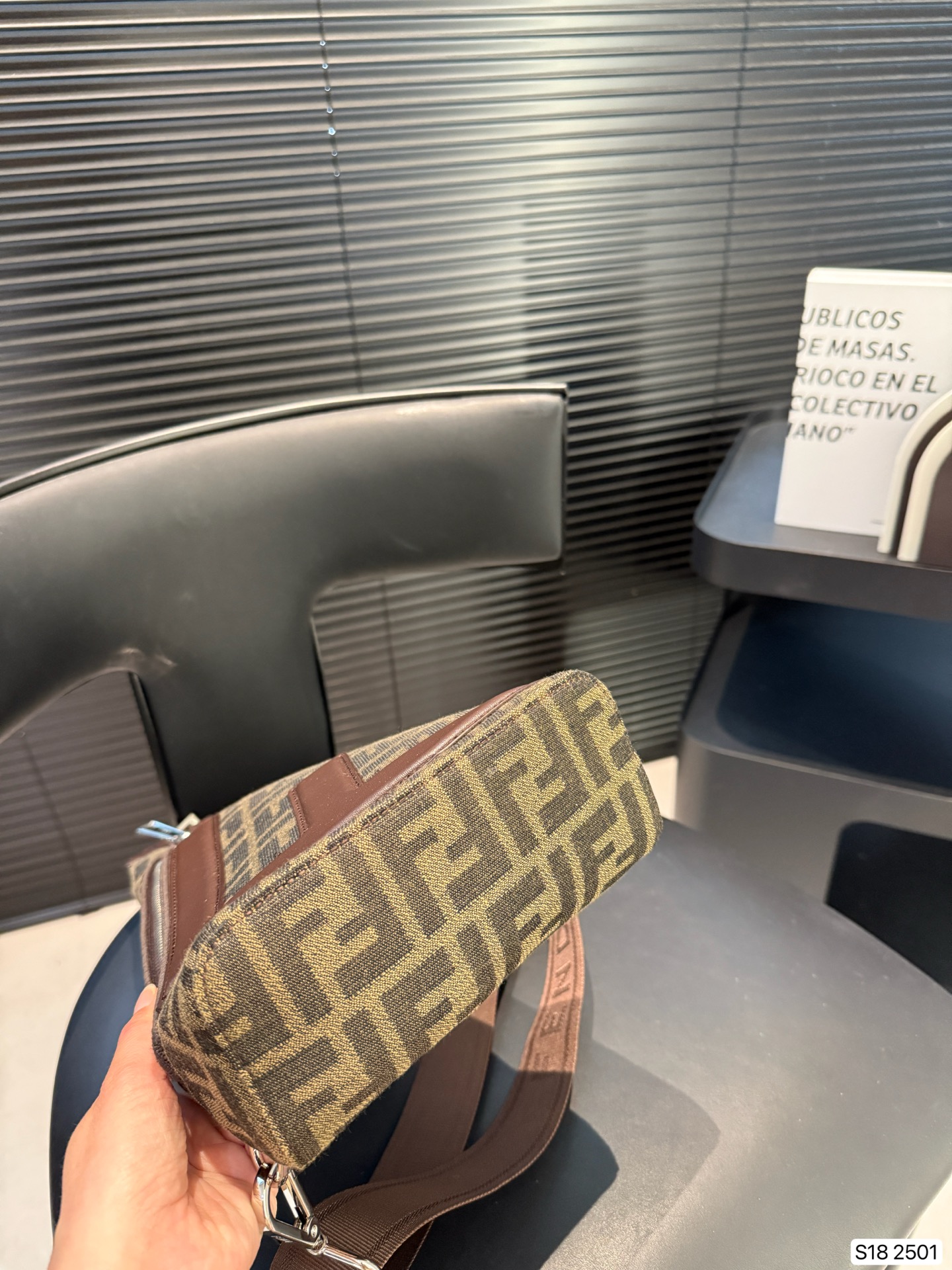 FENDI Ff Jacquard Cono Bag In Brown