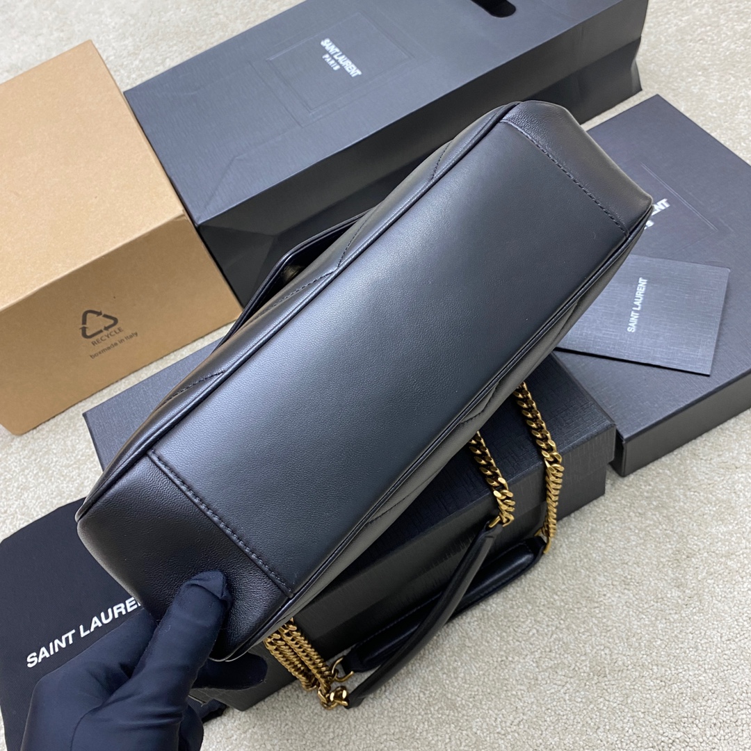 Saint Laurent Black Lambskin Loulou Medium Bag
