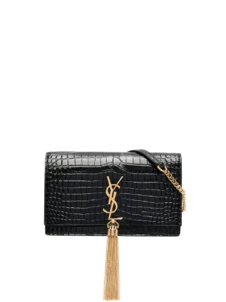 YSL Kate Croc-Embossed Tassel Bag