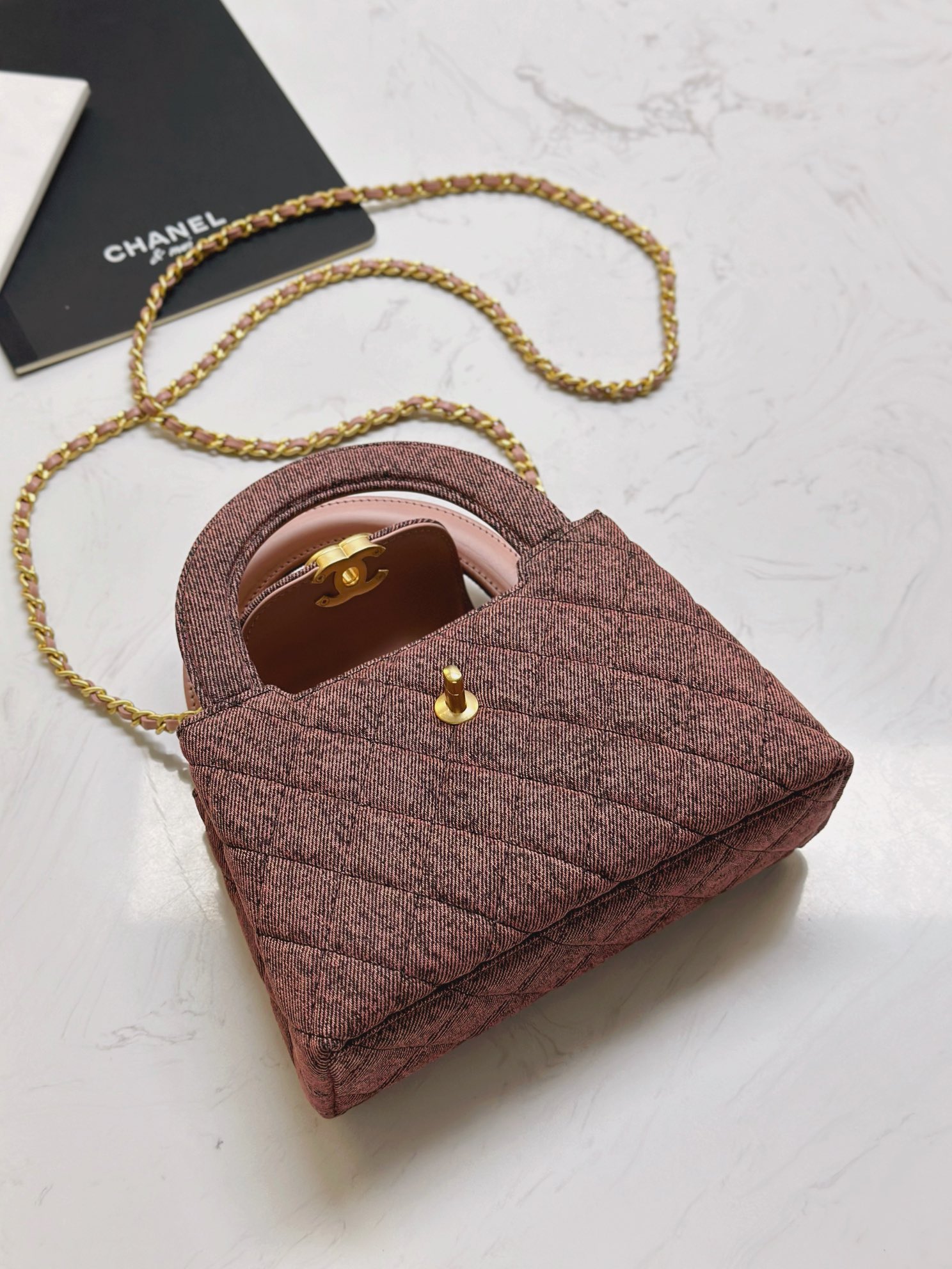 CHANEL 24A rust red denim Kelly