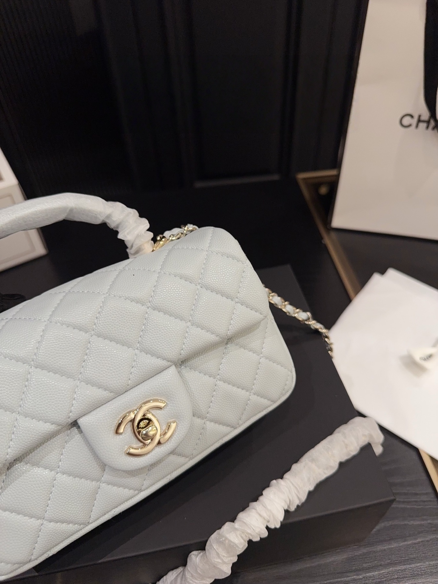 CHANEL 24P Classic Flap Bag Misty Blue