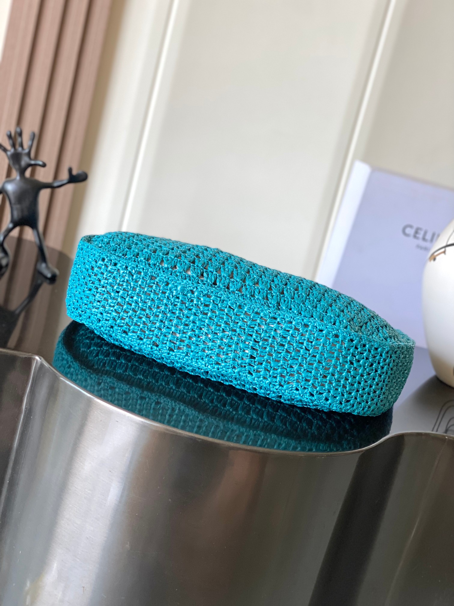 CELINE LARGE HOBO PANIER IN RAFFIA