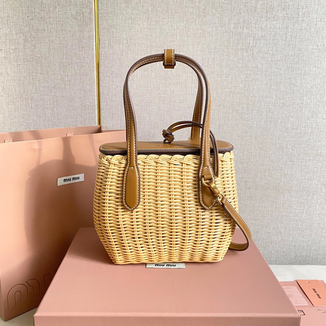 miumiu woven vegetable basket bag
