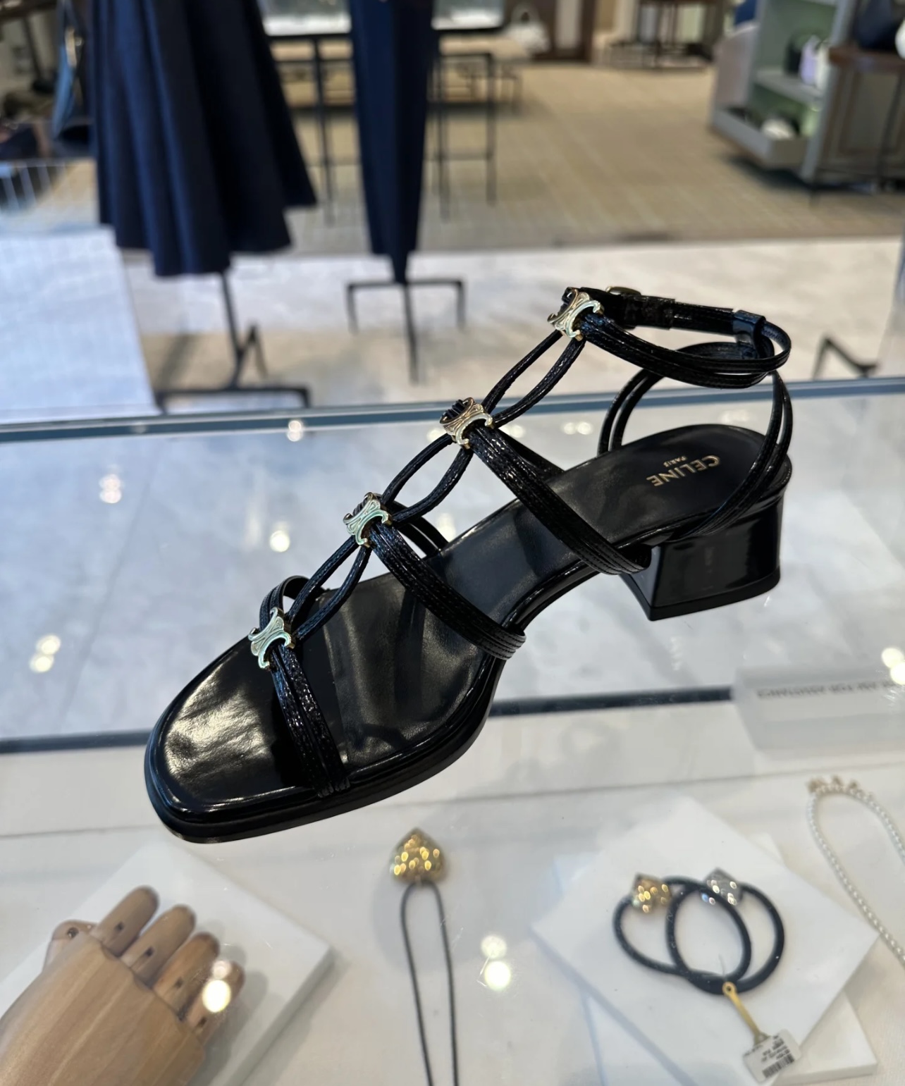 CELINE CLEMENCE MULTI TRIOMPHE SANDAL IN GLOSSY CALFSKIN