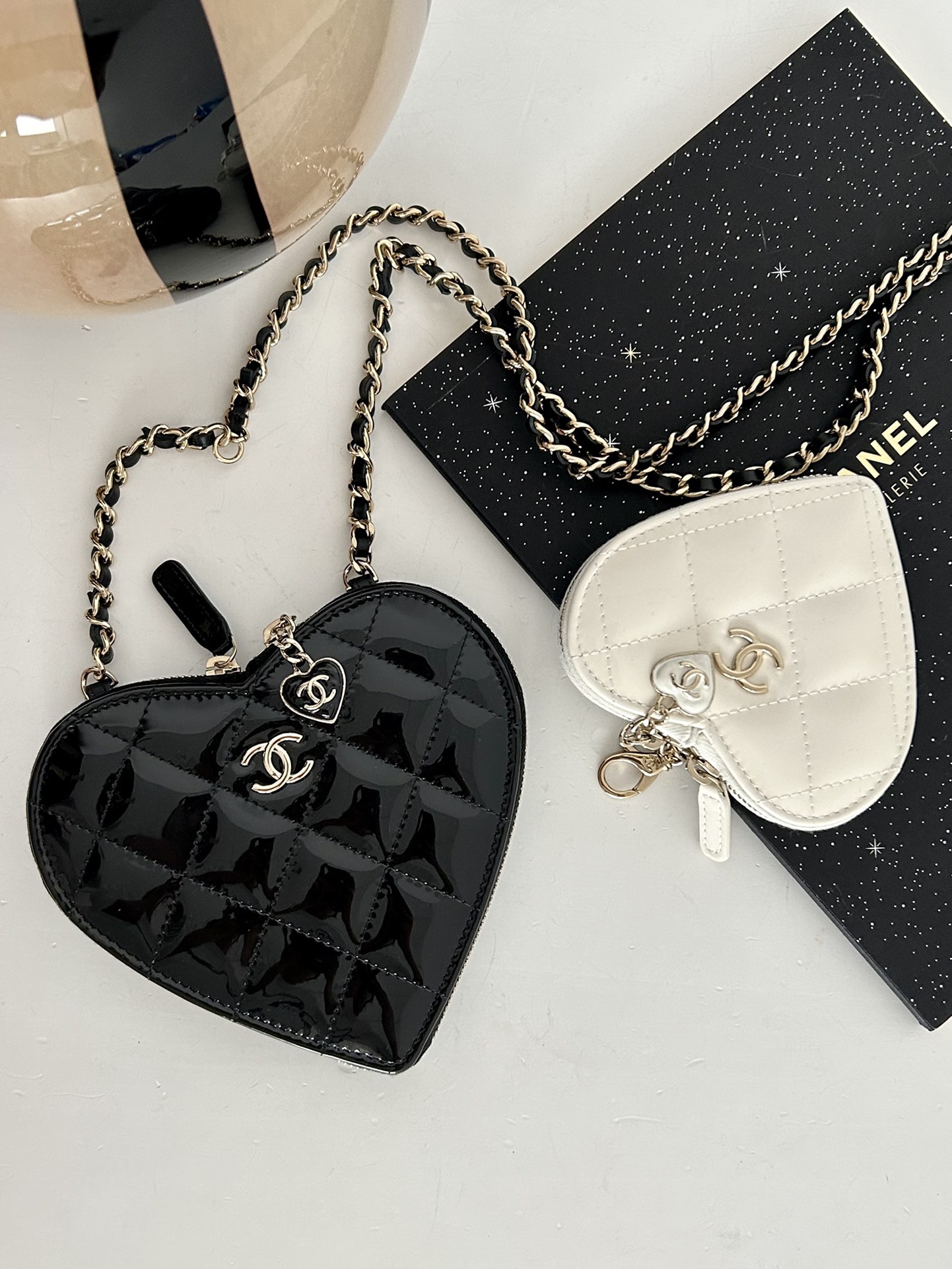 Chanel Patent Leather Heart-Shaped Twin Bag