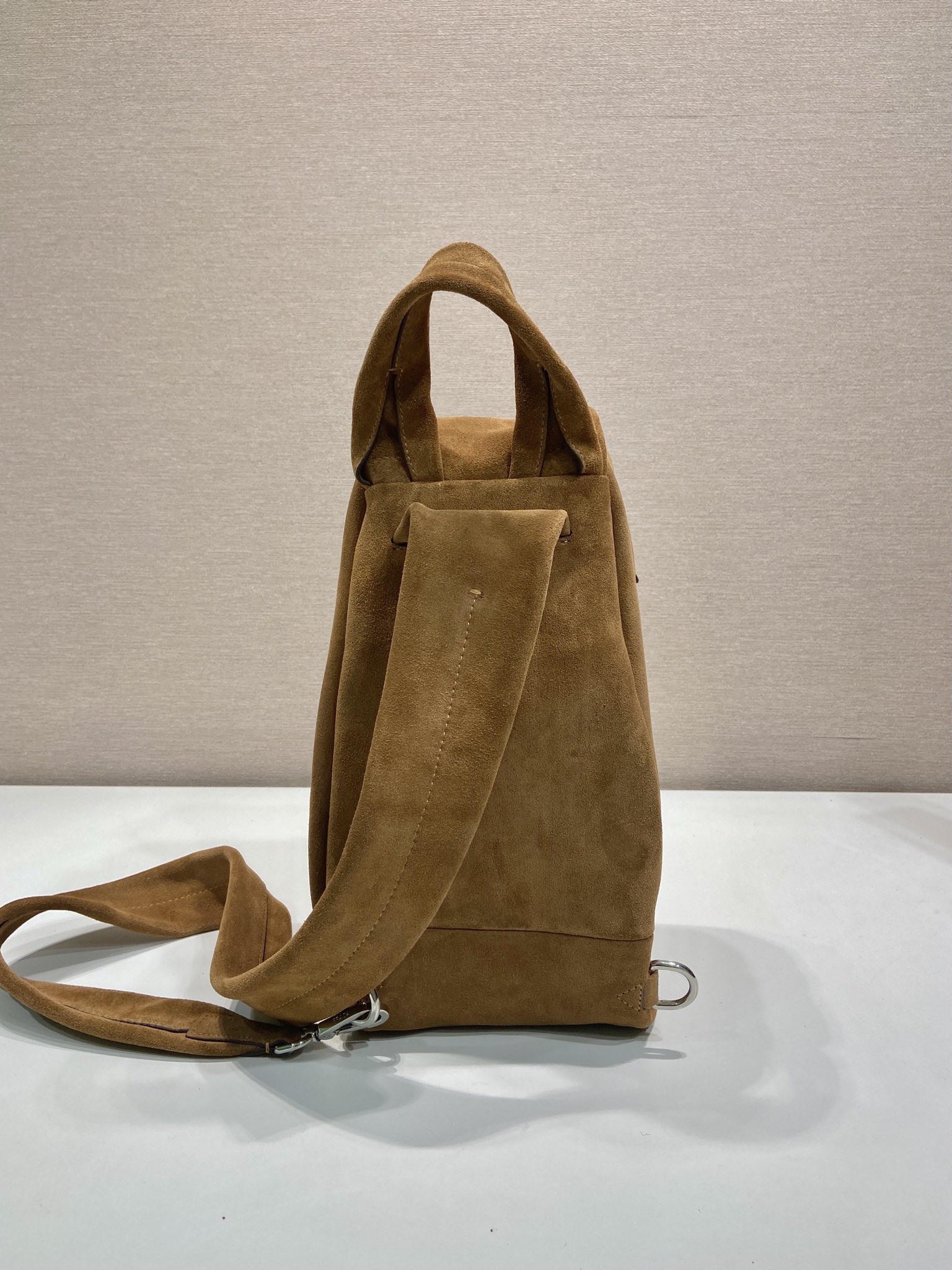 PRADA Distressed Leather Crossbody Bag