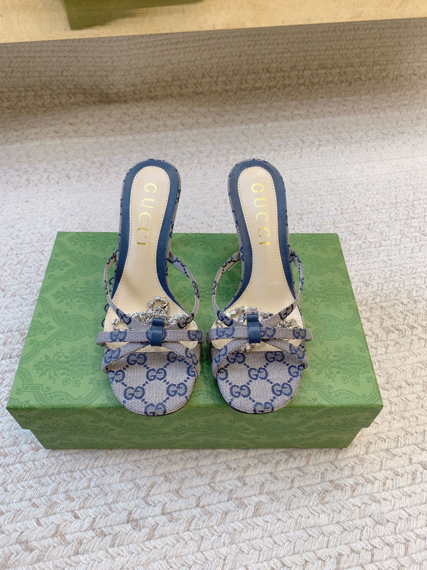 GUCCI Crystal Chain Stiletto Sandals