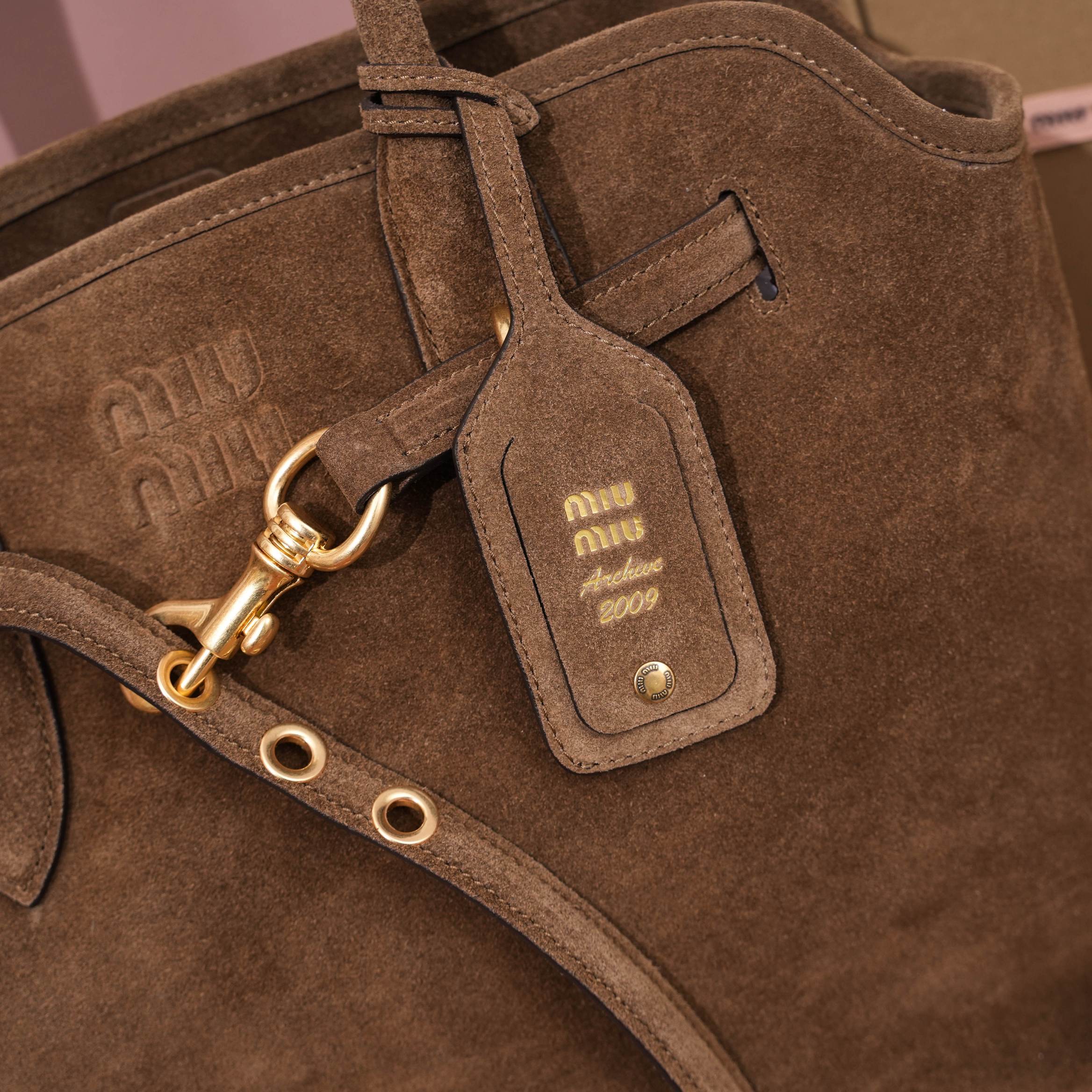 miu suede brown bag