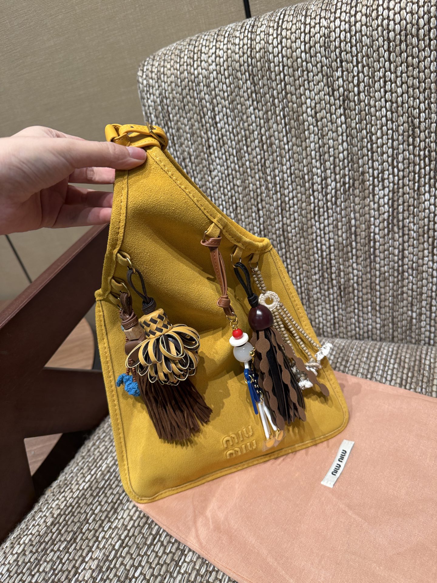 MIUMIU-FROM THE RUNWAY Suede bag with trick