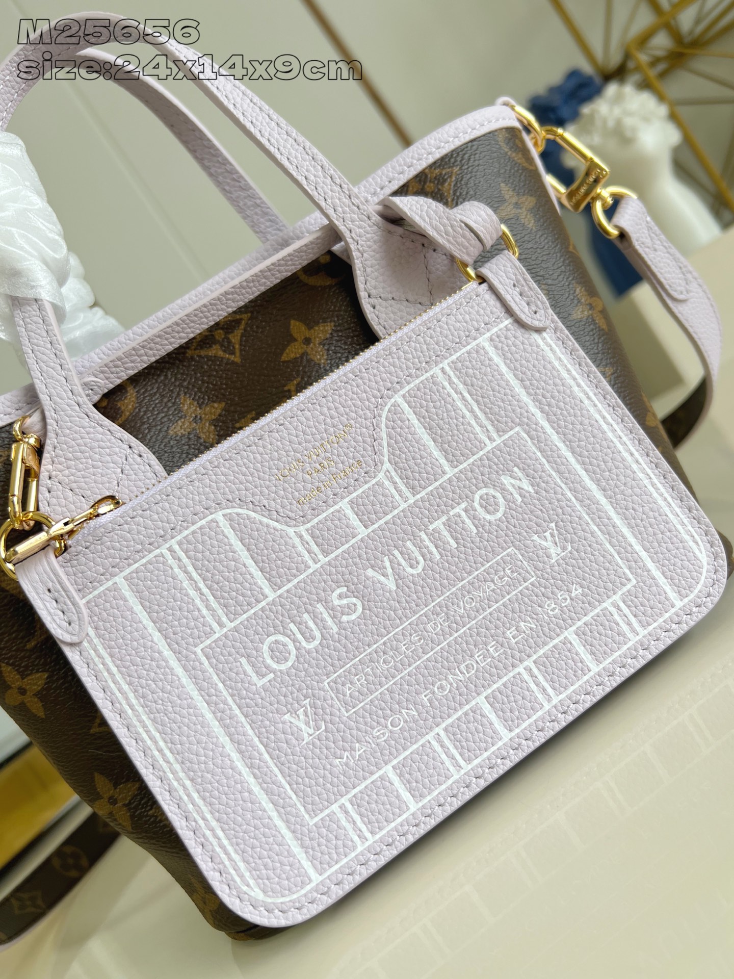 LV M25656 Neverfull Bandoulière Inside Out BB