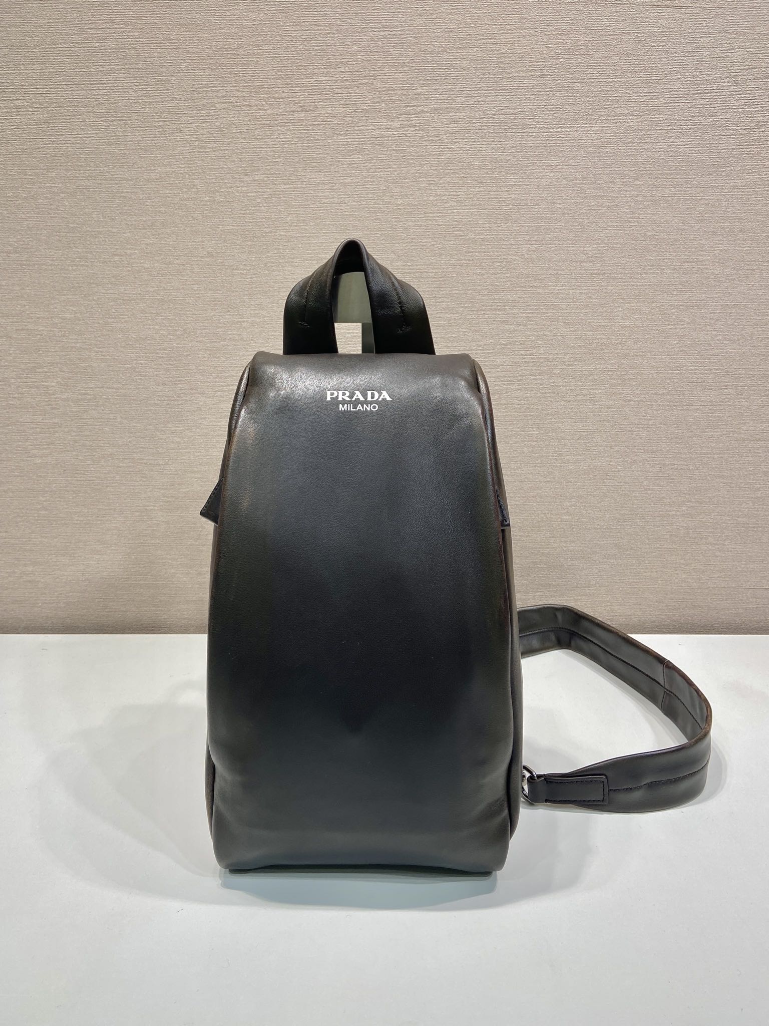 PRADA Distressed Leather Crossbody Bag