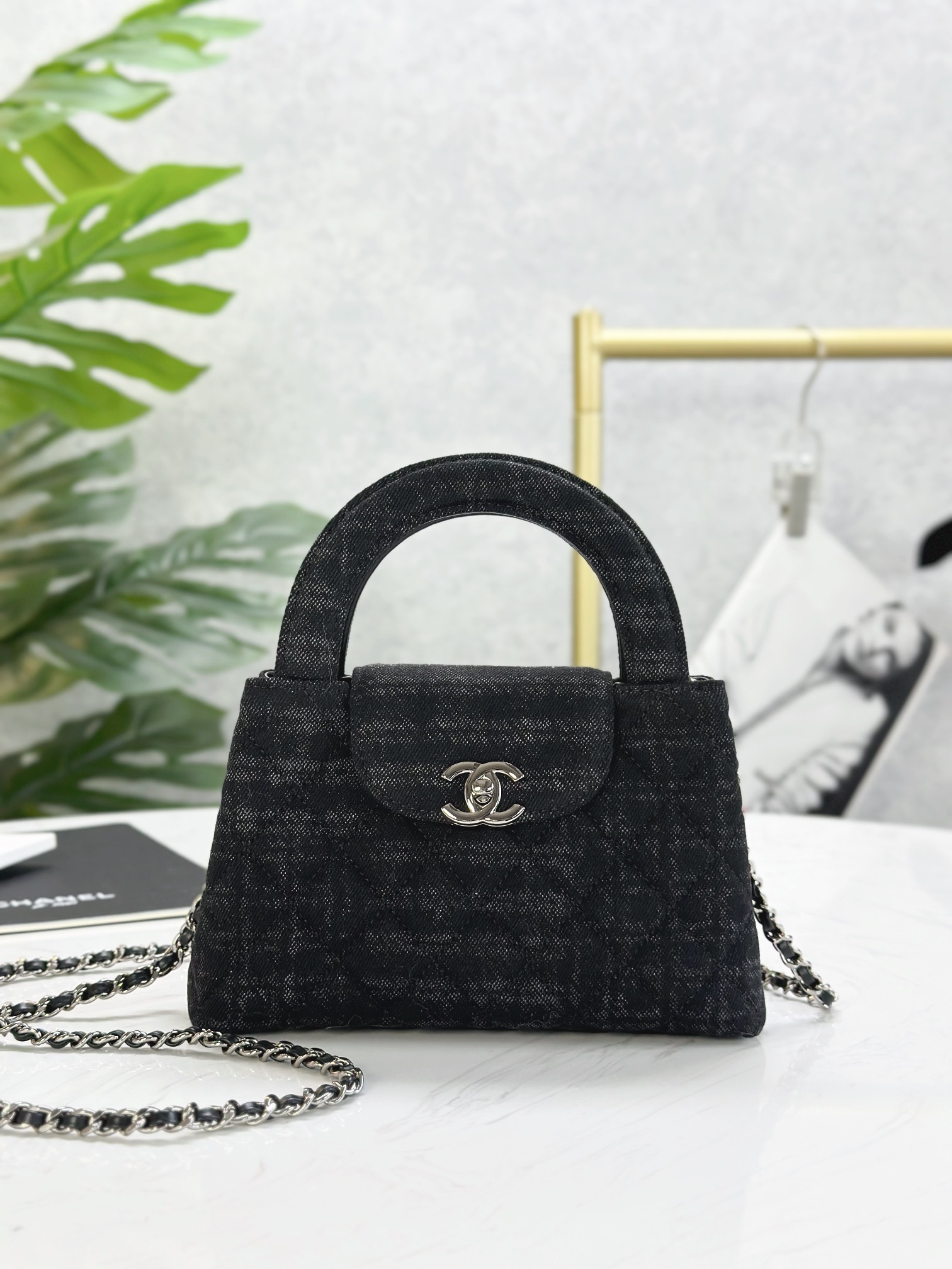 CHANEL 24A Black denim Kelly