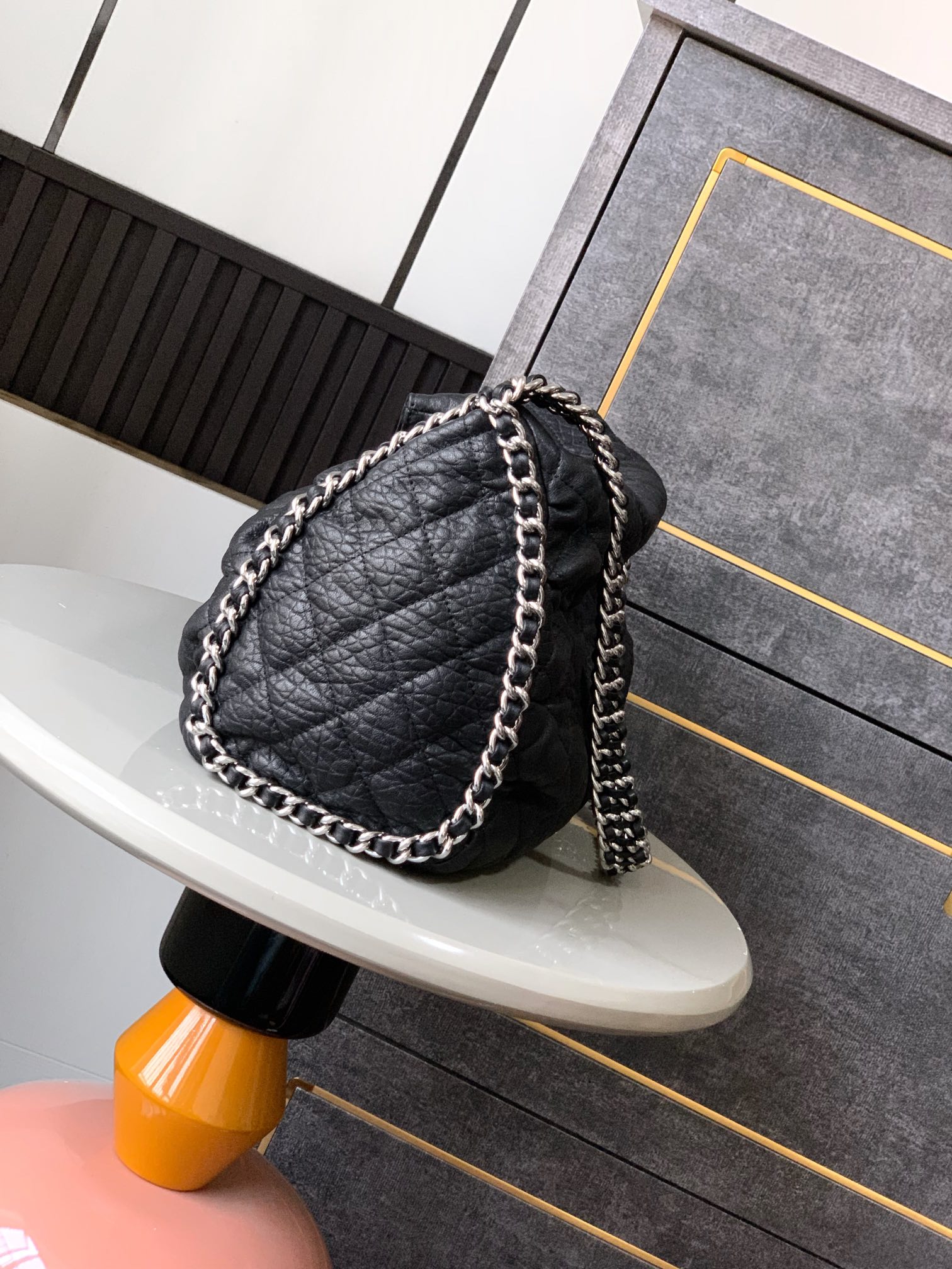 CHANEL Black & Silver Multi-Chain oho Bag