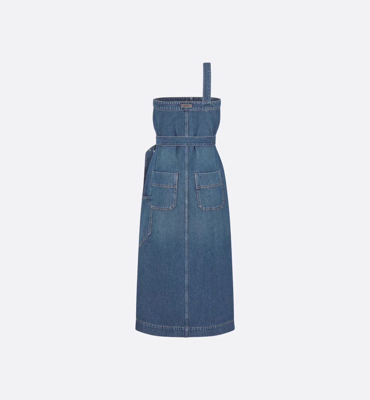 Dior Mid-Length Asymmetric Dress Blue Lightweight Stonewashed Cotton Denim
