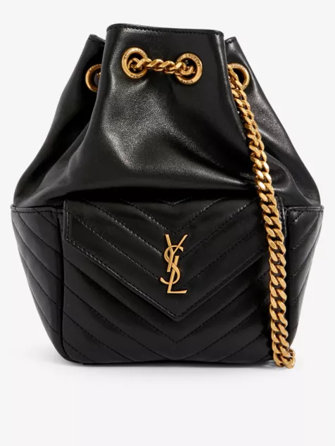 SAINT LAURENT Monogram mini leather bucket bag