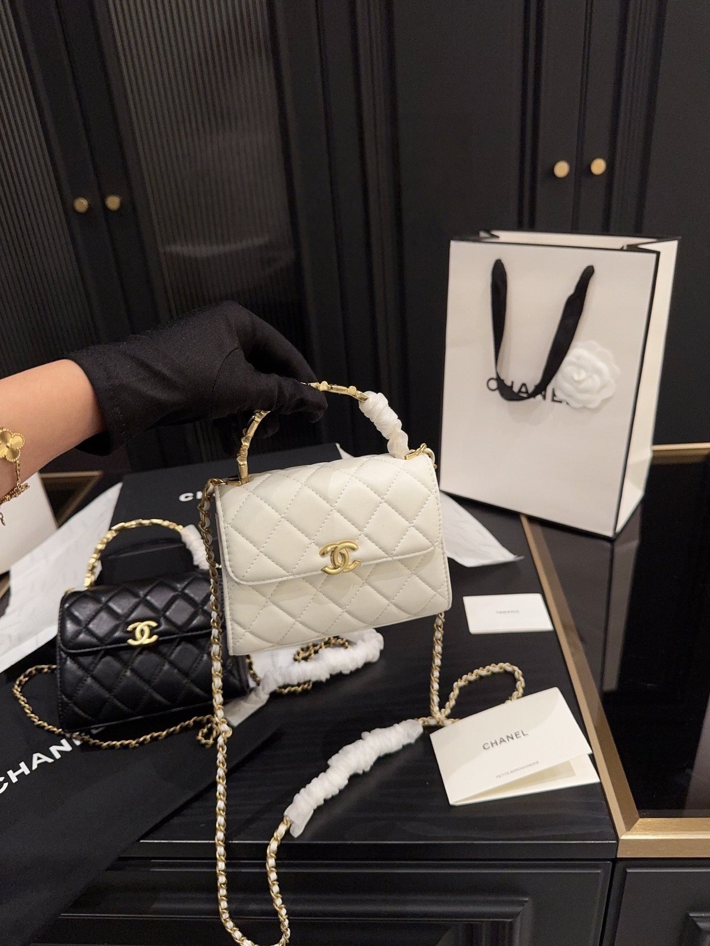 CHANEL 22B Enamel Buckle Handle Bag