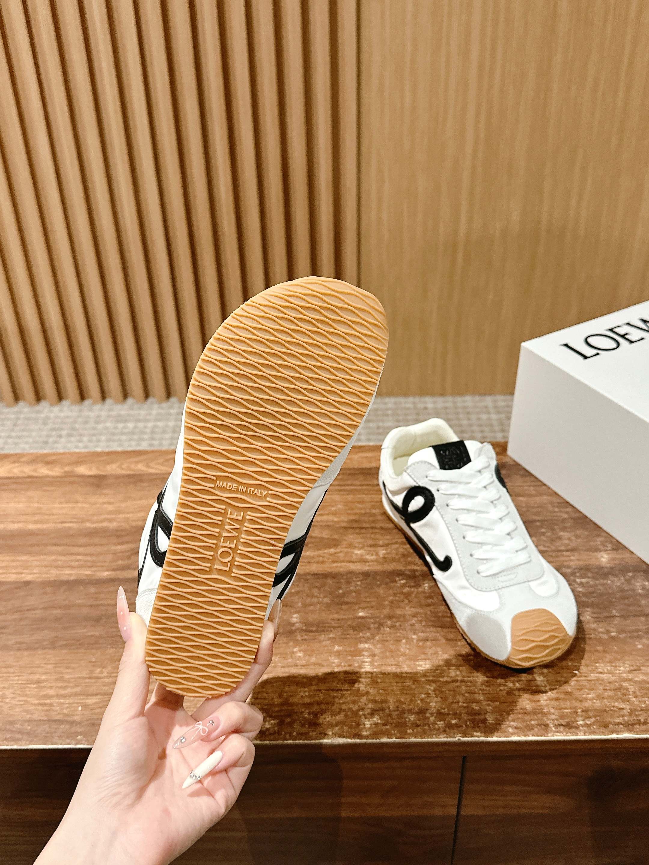 Loewe Ballet Runner 2.0 in nylon and calfskin White/Black