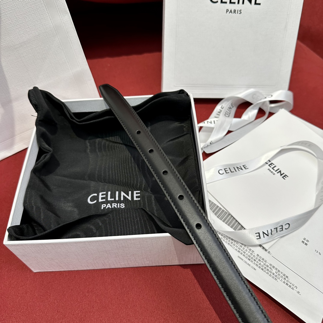 Celine- Triomphe Belt in Taurillon Leather