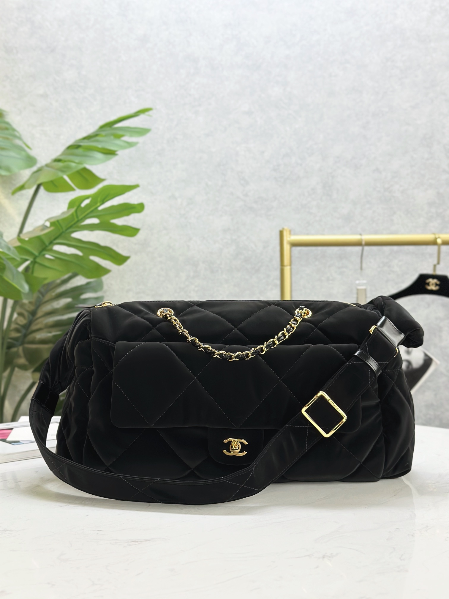 Chanel 24- Ski Collection Black Velvet Hobo
