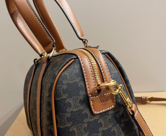 CELINE MEDIUM BOSTON IN Triomphe Canvas and calfskin