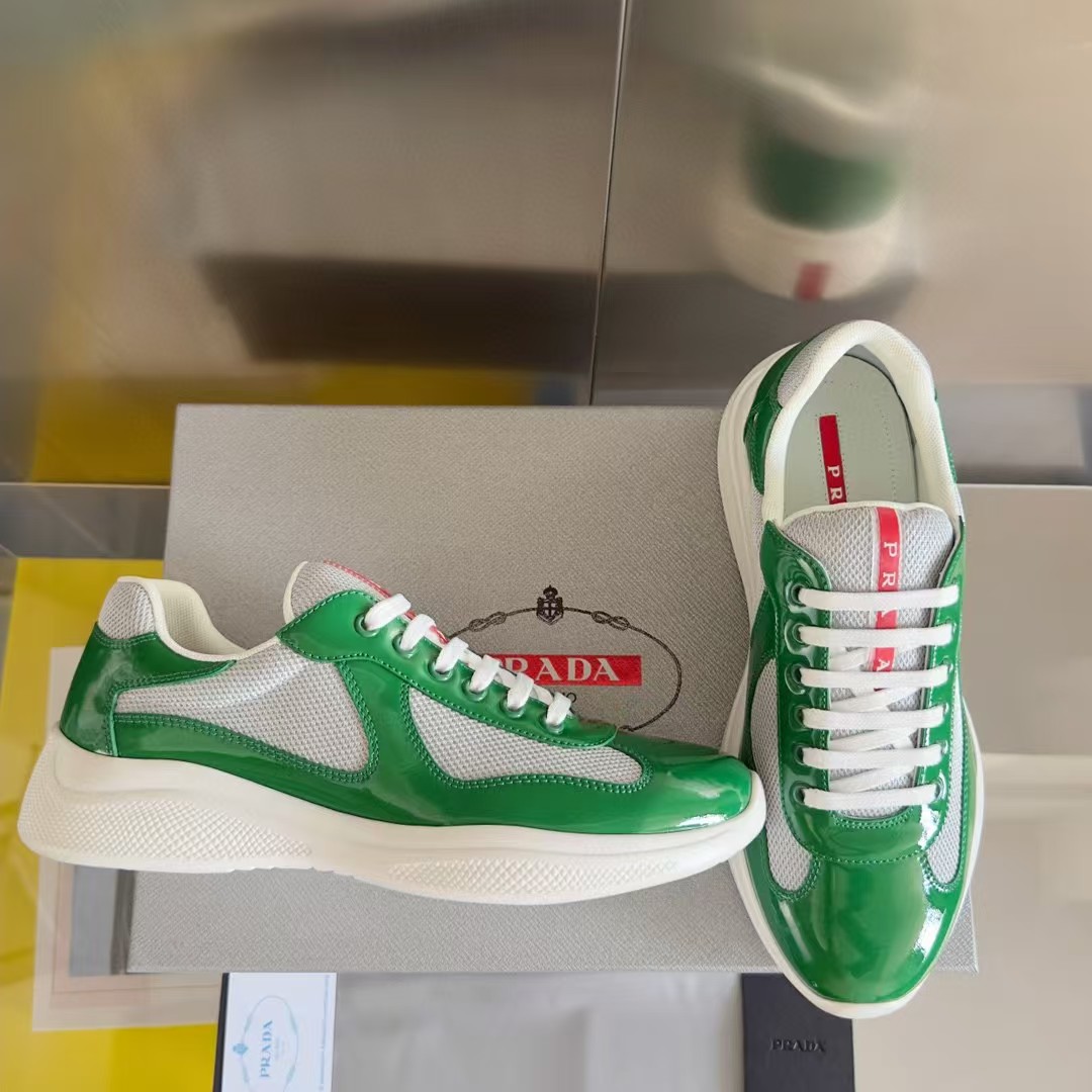 Patent leather and technical fabric Prada America's Cup sneakers