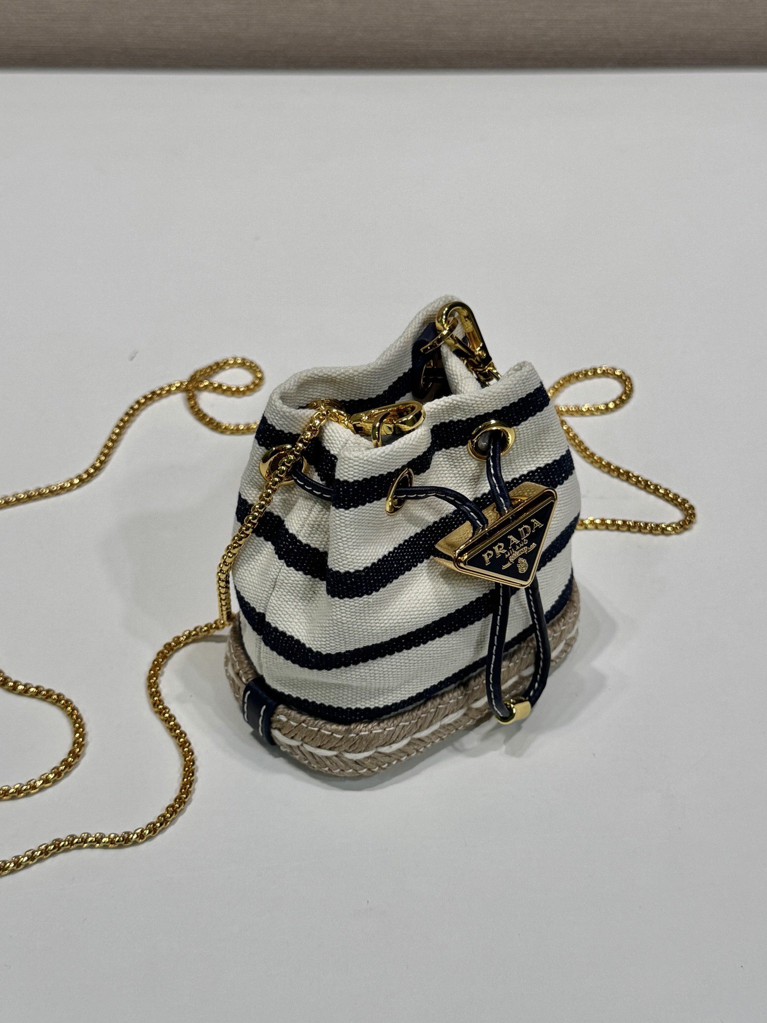 PRADA Striped fabric mini-pouch