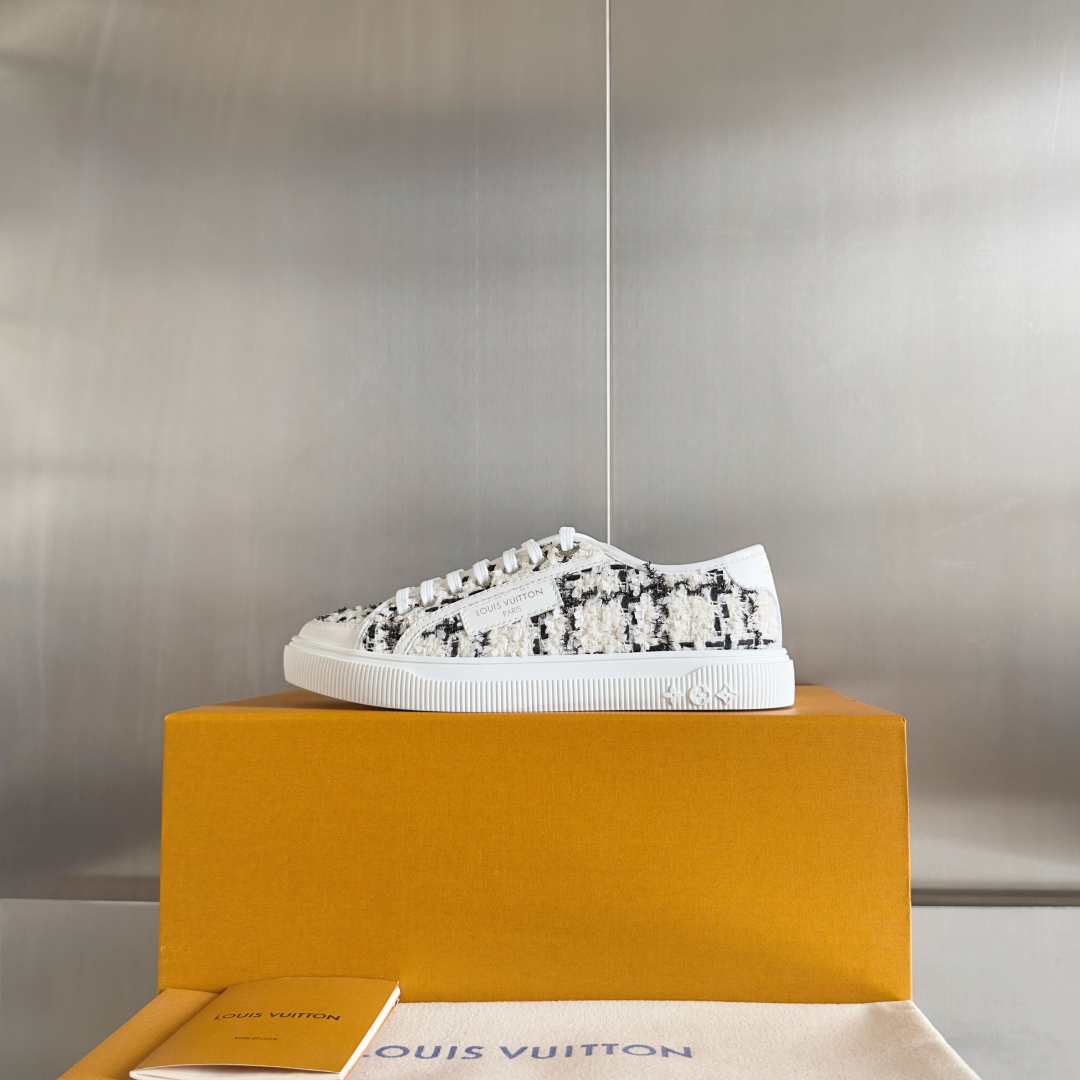 LV Lagoon Denim Monogram Embossed Canvas Skate Sneakers.