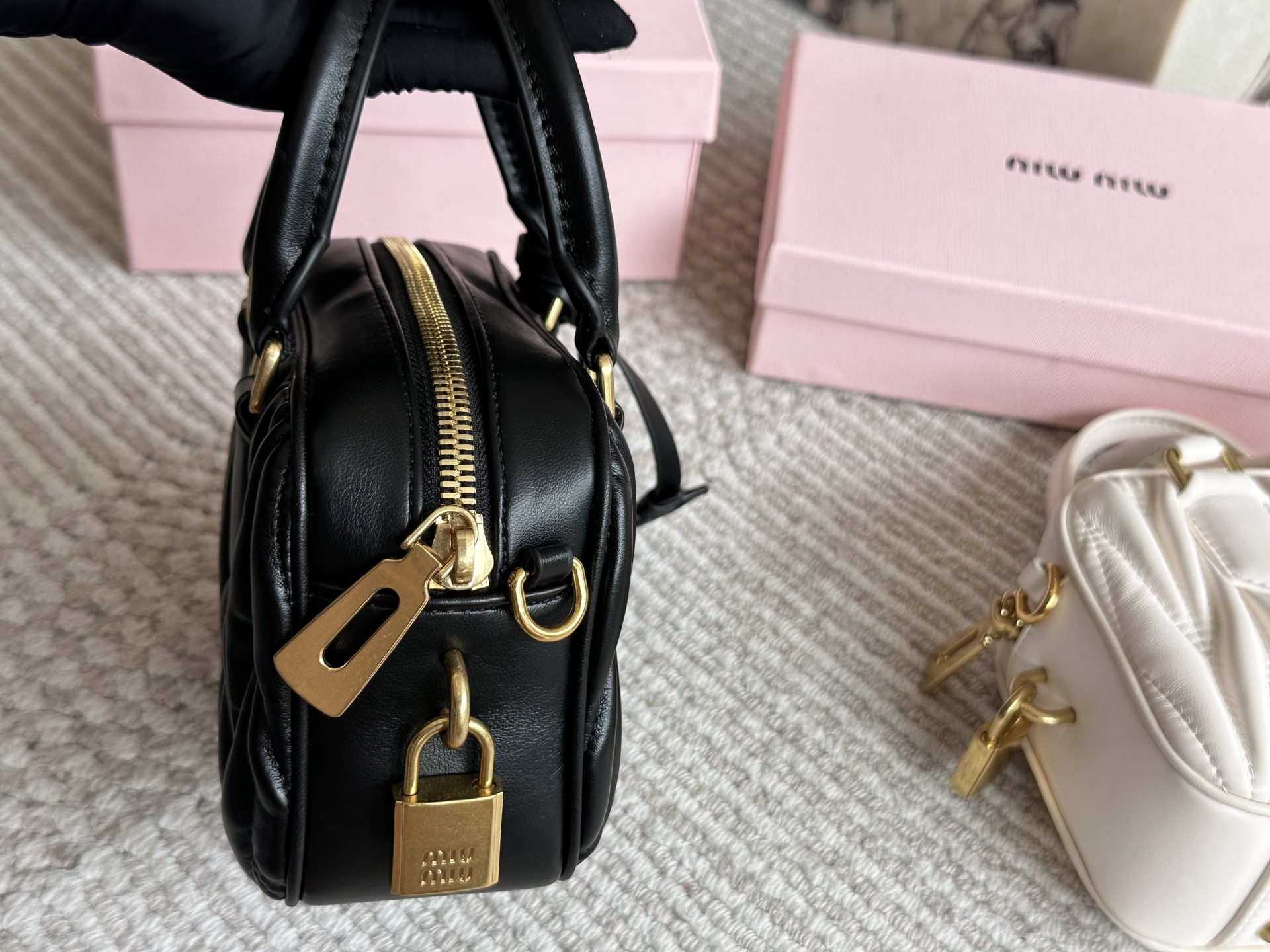 Miu Miu Matelassé nappa leather top-handle bag