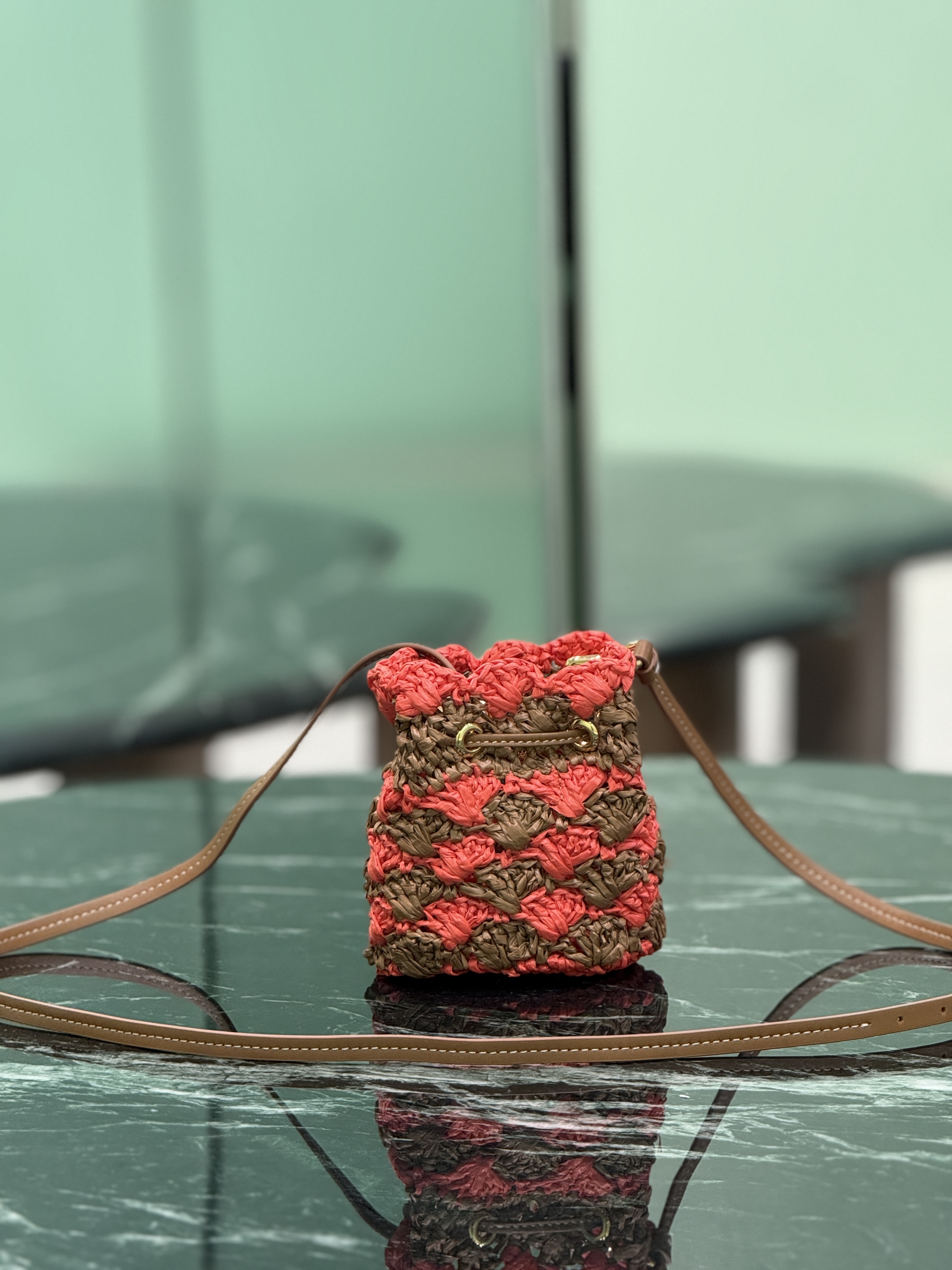 Prada Woven Mini Bucket Bag