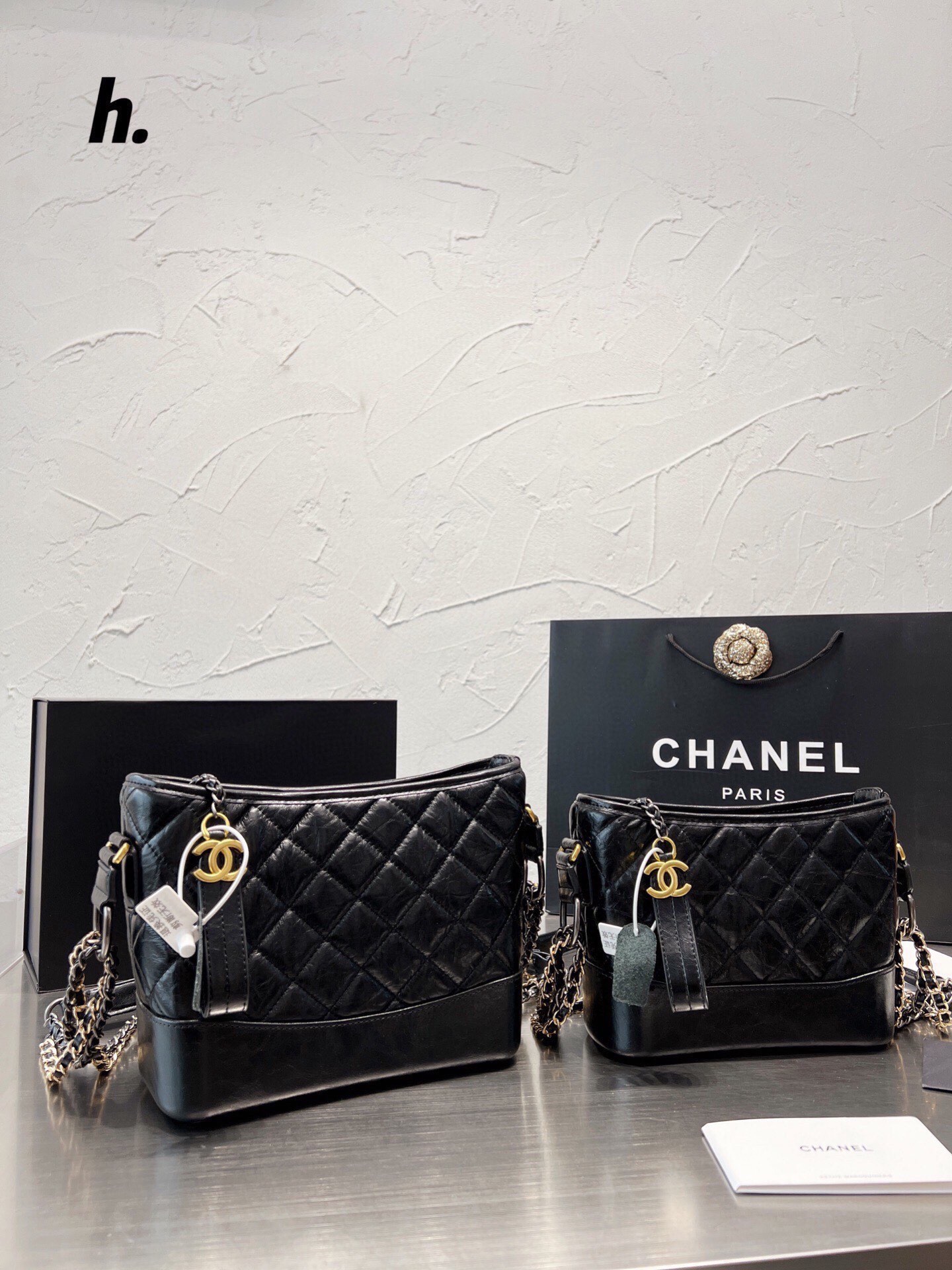 Chanel Gabrielle - Quilted Calfskin Hobo Black Gold Hardware