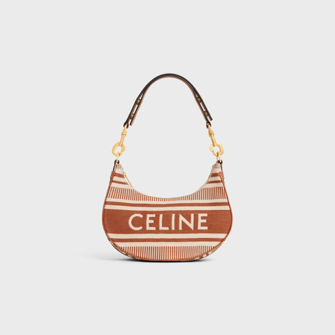 MEDIUM AVA STRAP BAG IN STRIPED TEXTILE WITH CELINE SIENNA