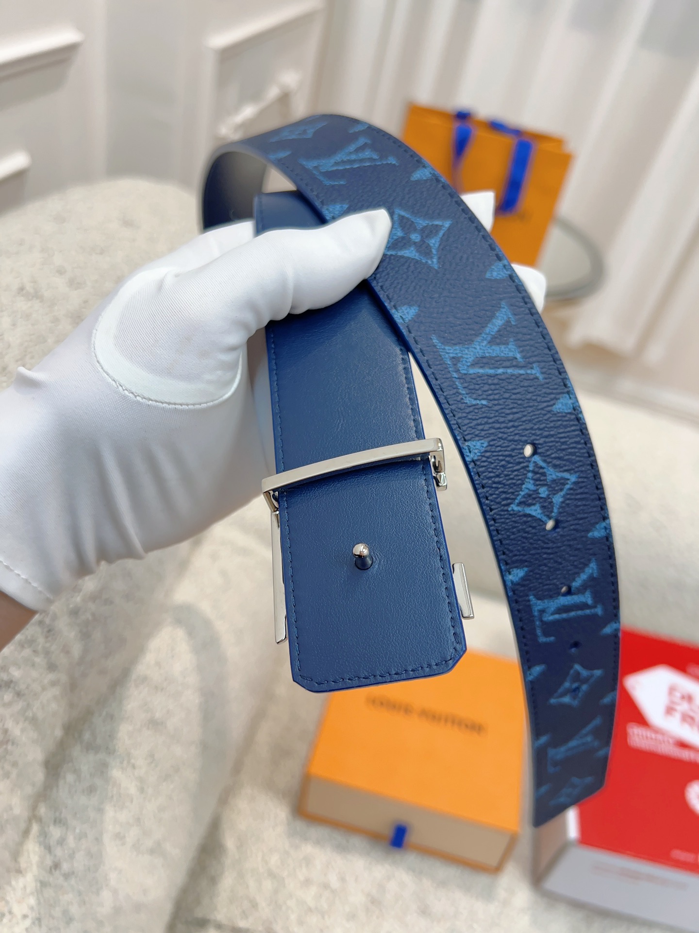 Louis Vuitton blue LV Initiales 40mm Reversible Belt
