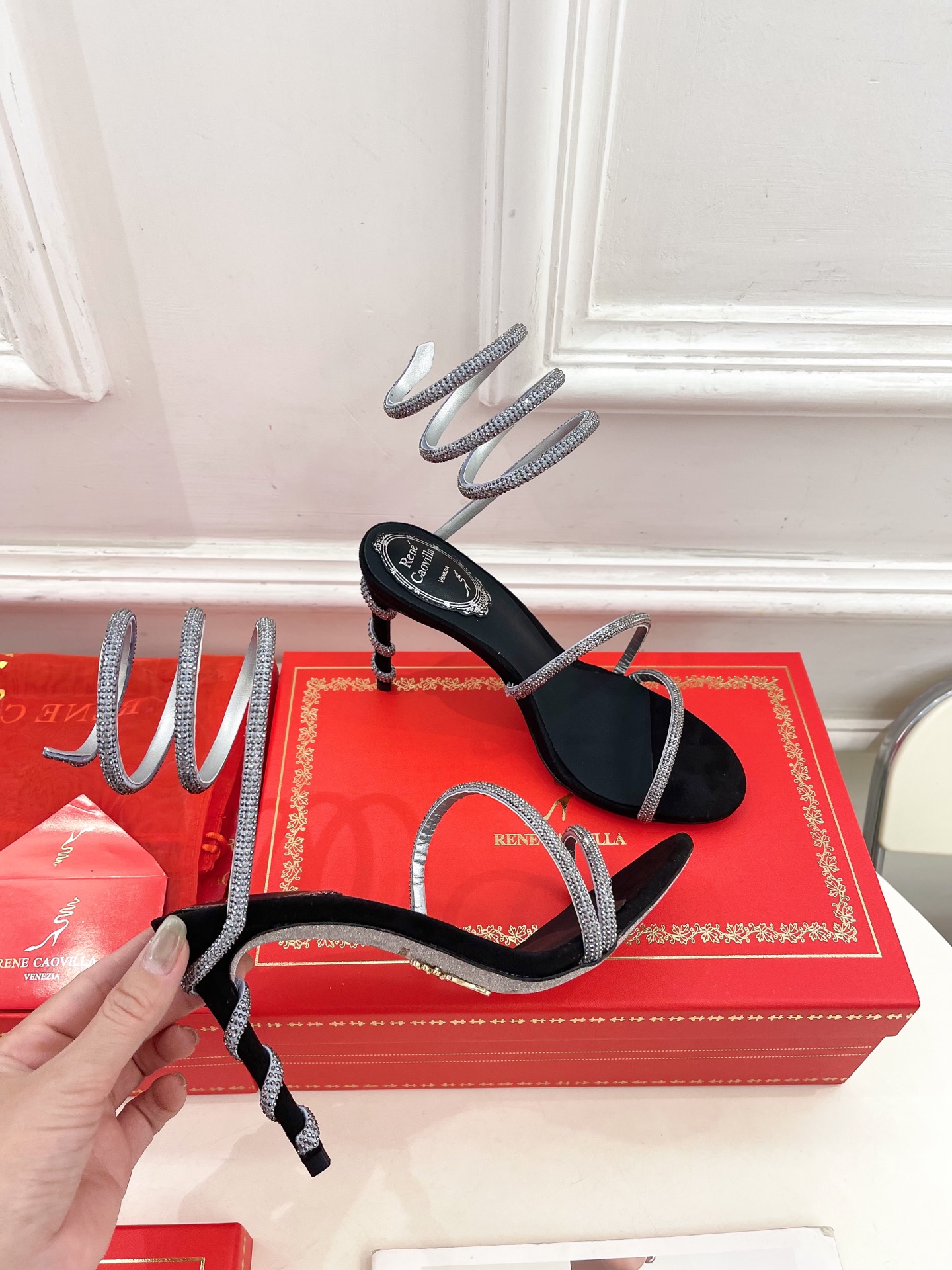 Rene Caovilla RC Crystal Serpent Sandals – 25SS Collection