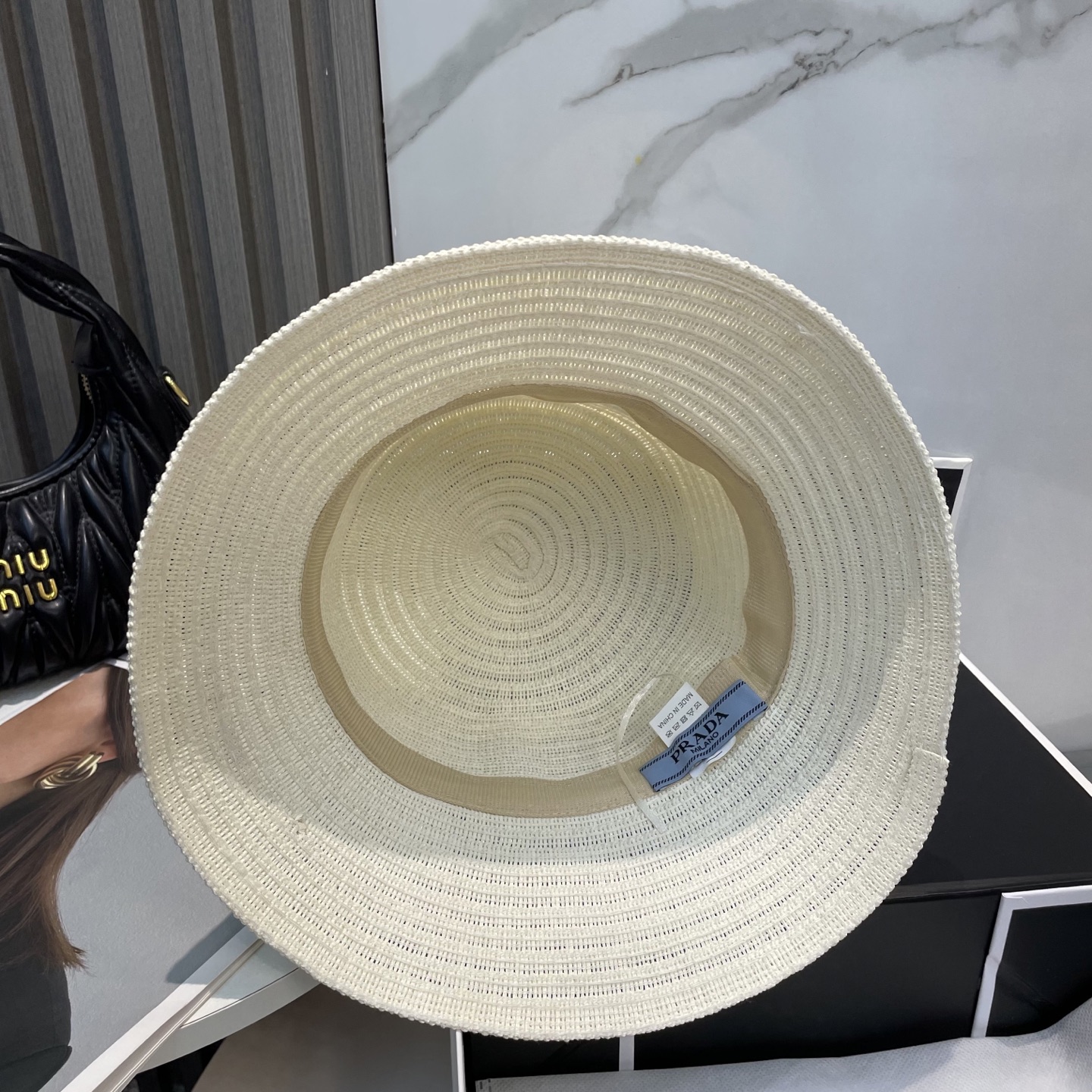Prada Crochet Raffia Hat