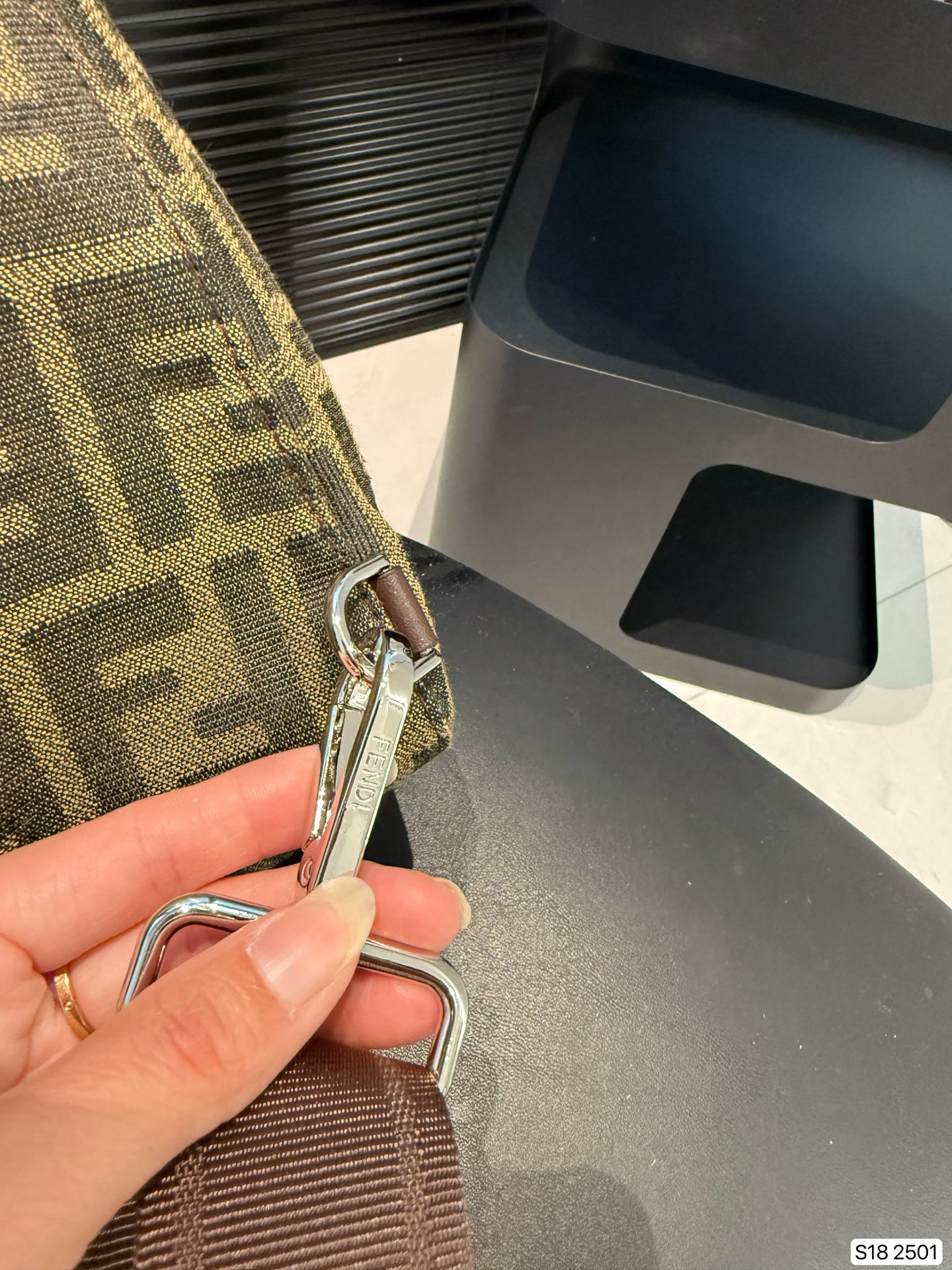 FENDI Ff Jacquard Cono Bag In Brown