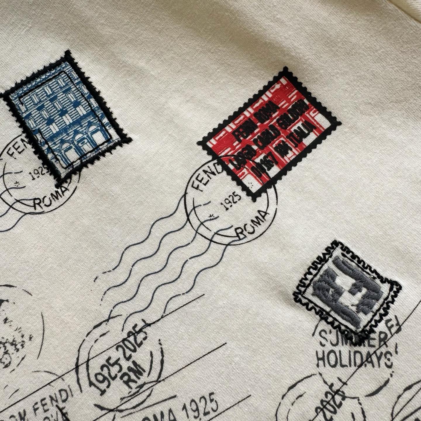 Fendi 25SS Stamp-Inspired Crew Neck T-Shirt