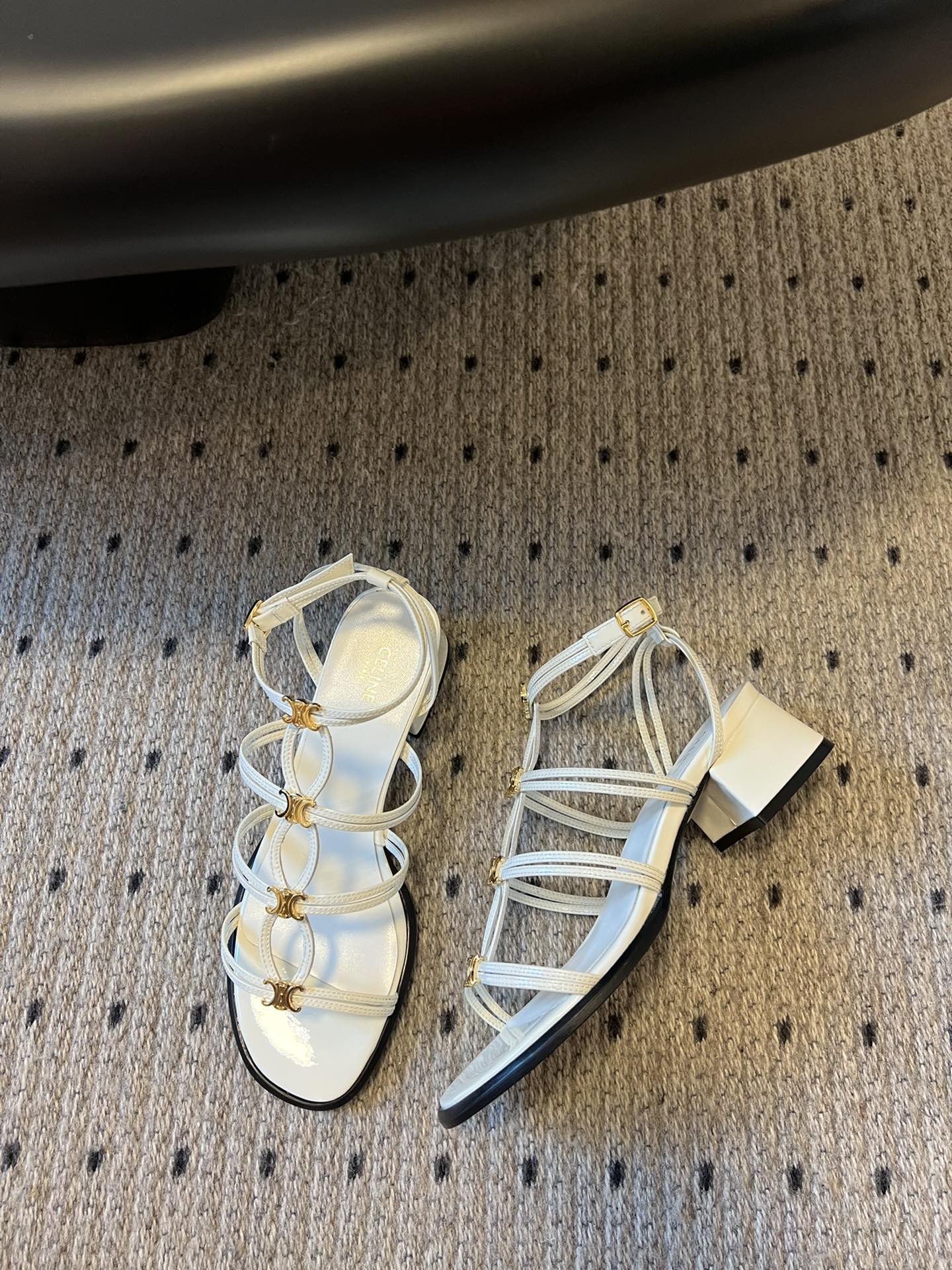 CELINE CLEMENCE MULTI TRIOMPHE SANDAL IN GLOSSY CALFSKIN