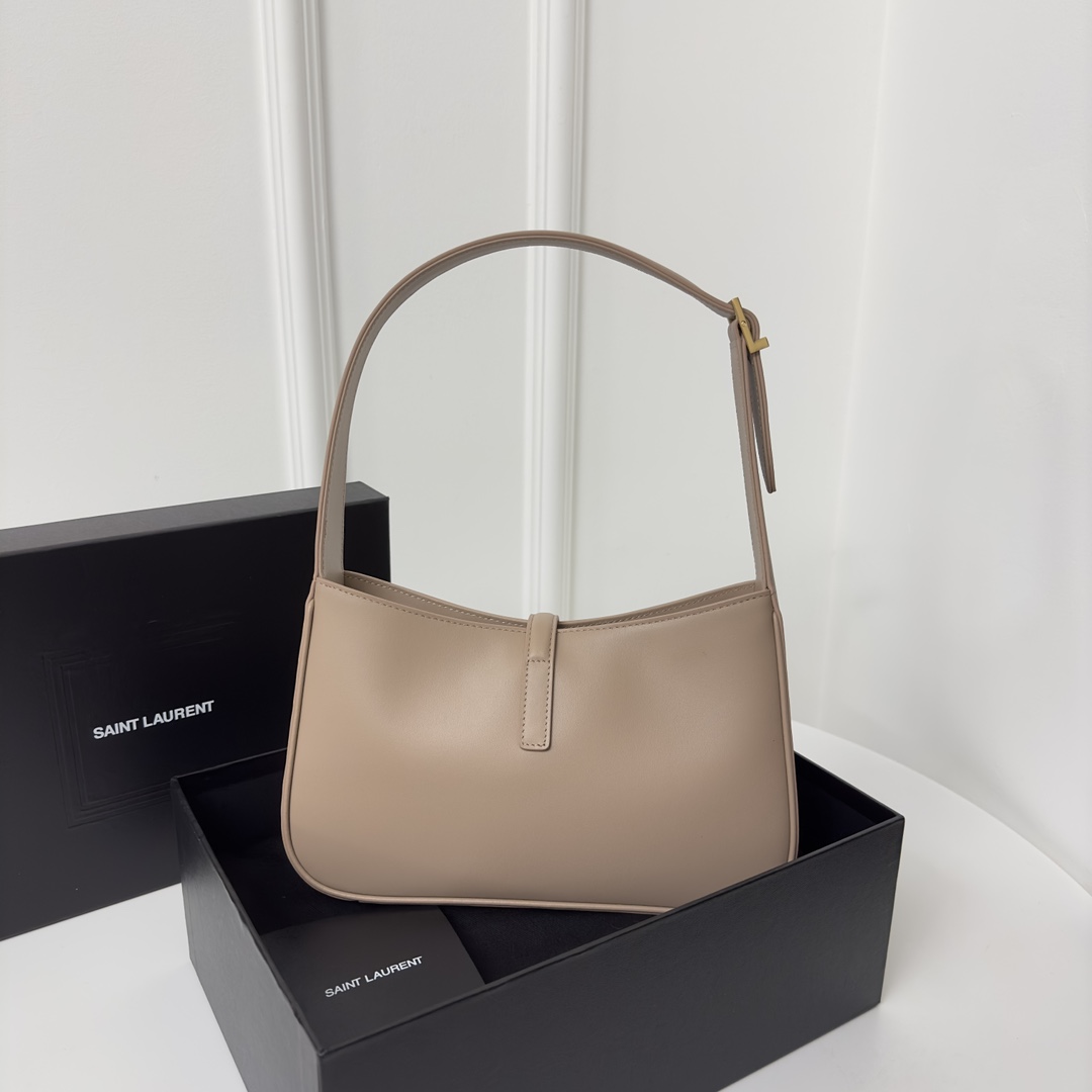 YSL-LE 5 À 7 in smooth leather-GREYISH BROWN