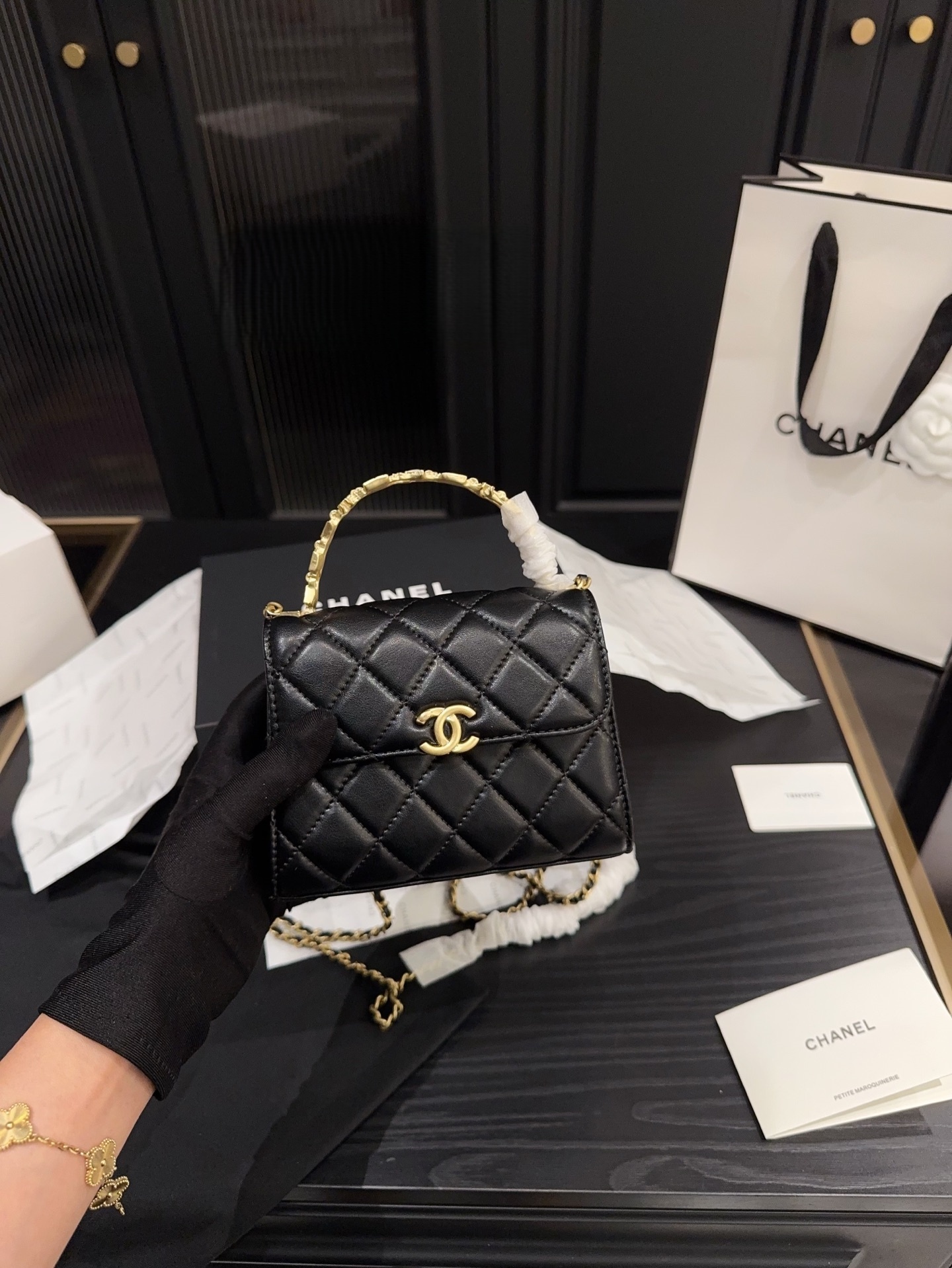 CHANEL 22B Enamel Buckle Handle Bag