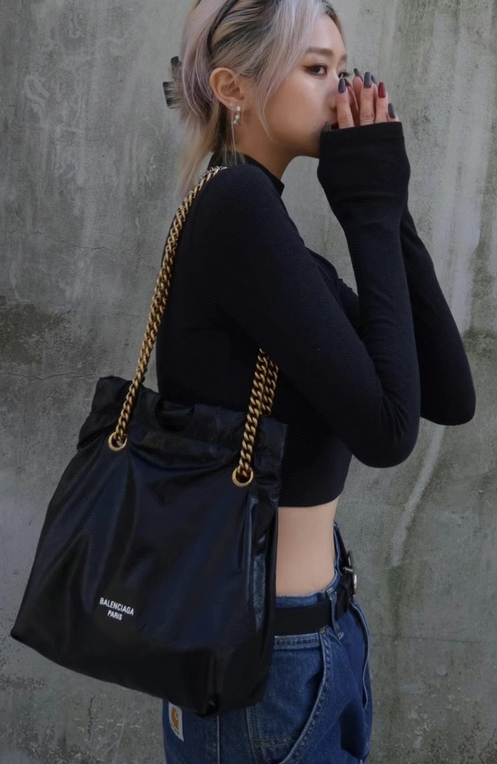 Balenciaga Crush Small Tote Bag in Black