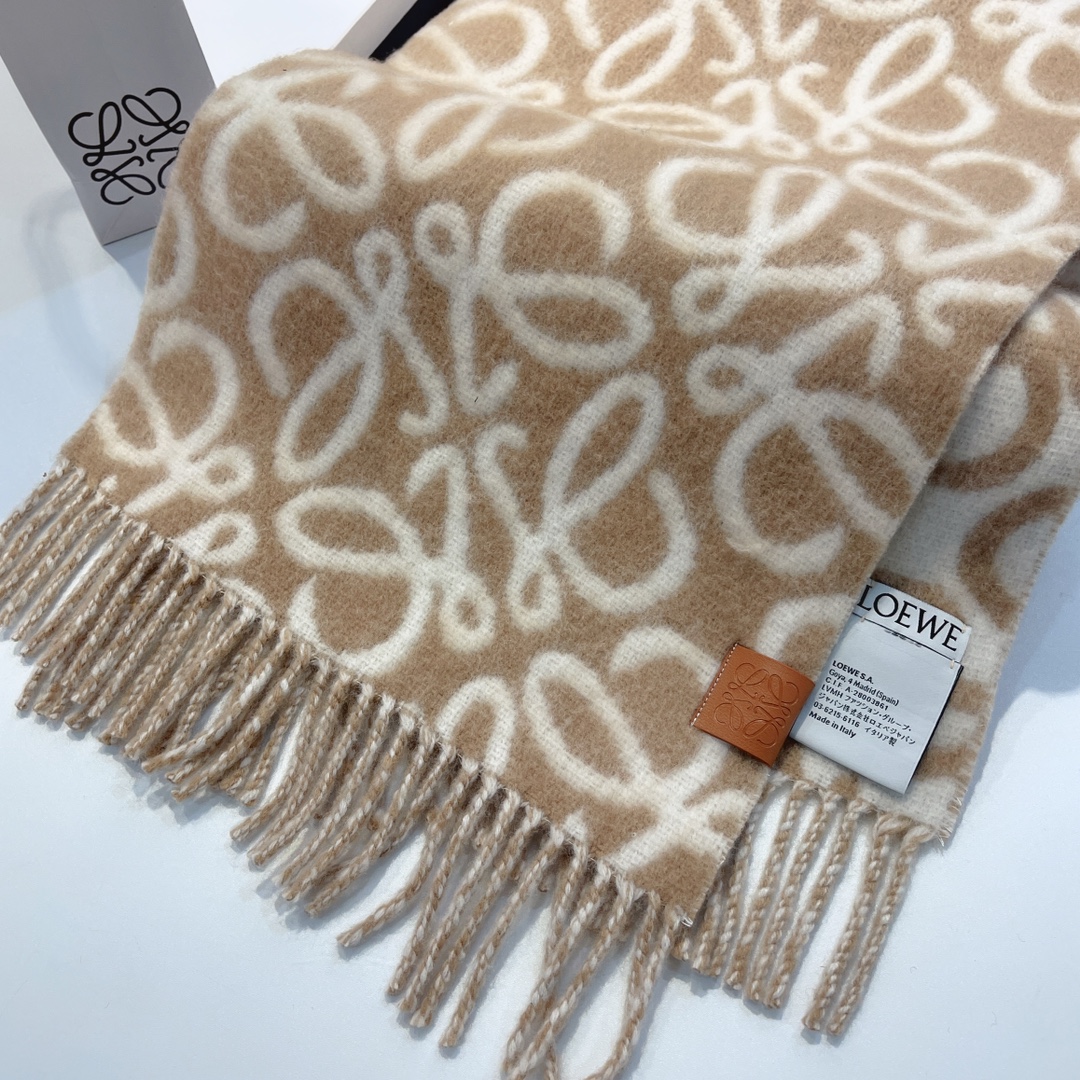 𝐋𝐨𝐞𝐰𝐞-Wool scarf-Yellow-brown