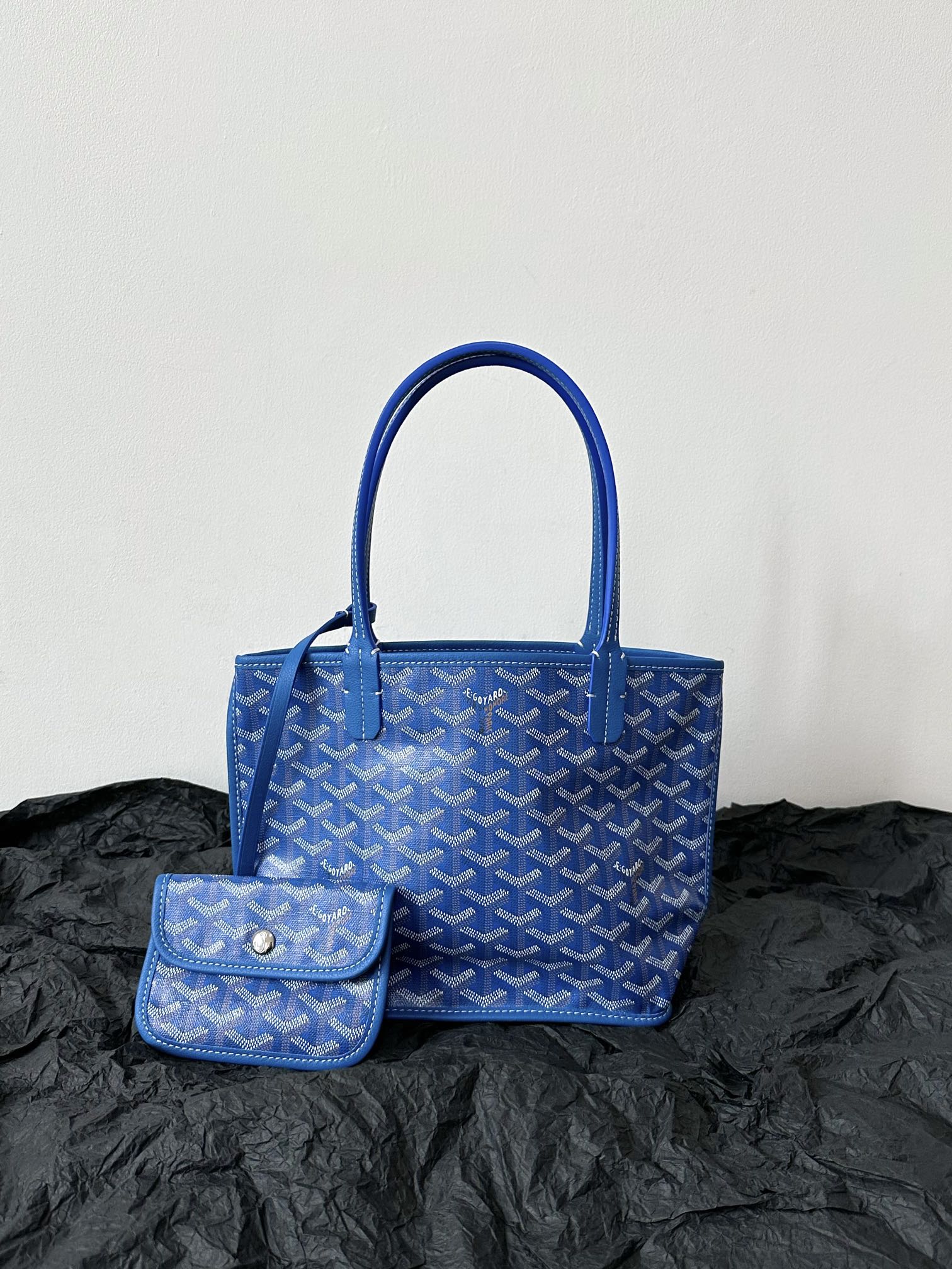 Shopping bag mini gray Sky blue